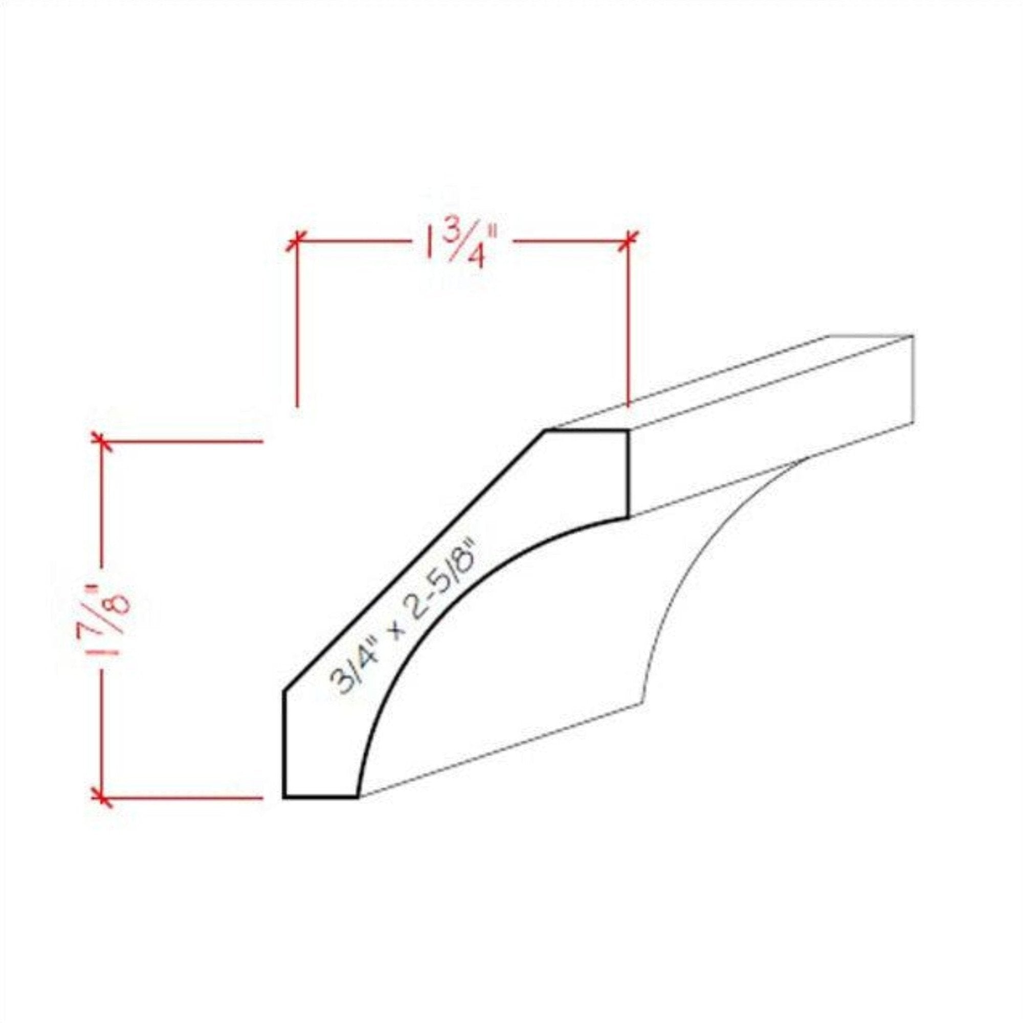 EWCR39 Cove Crown unfinished hardwood molding in various wood types