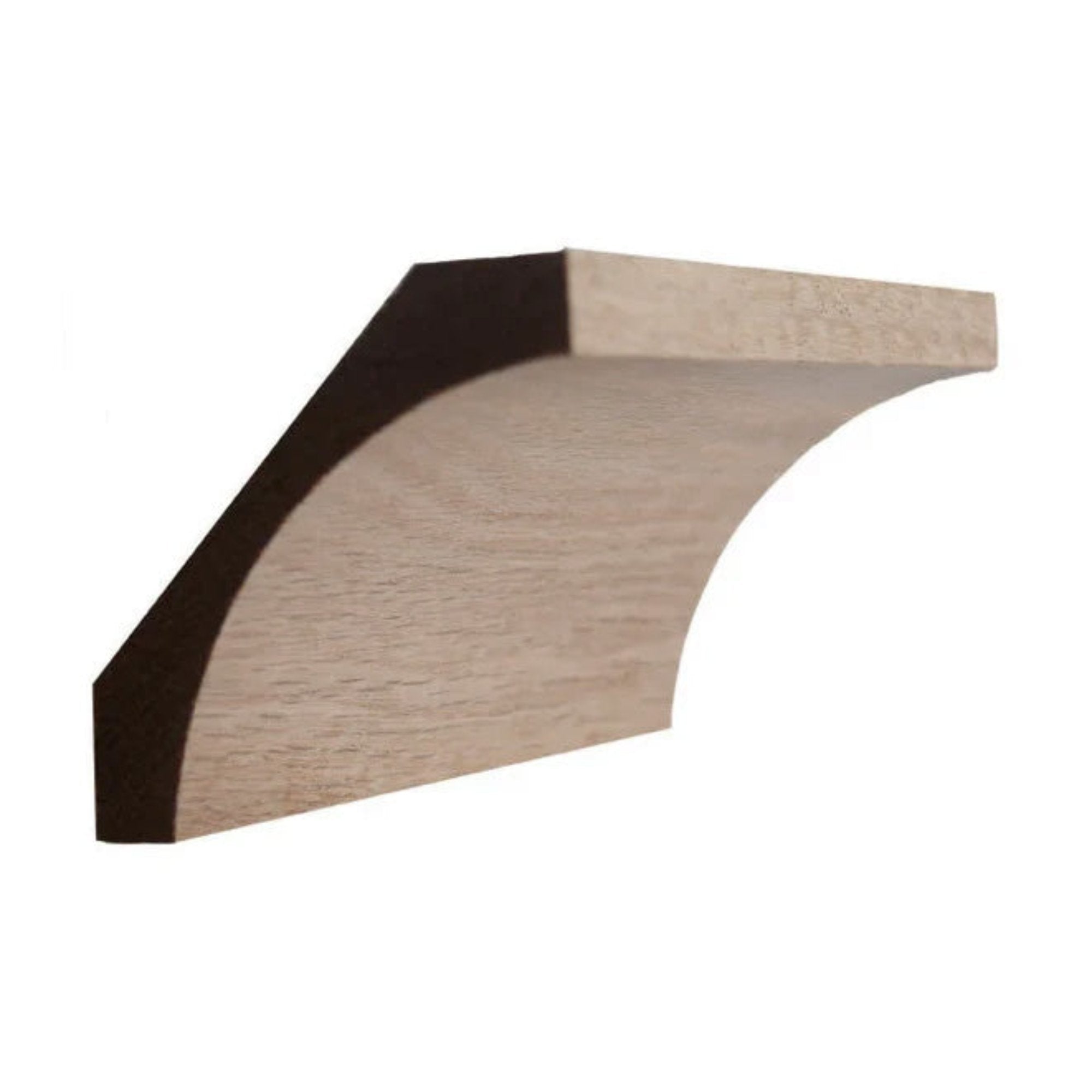 EWCR40 Cove Crown unfinished solid hardwood molding showing profile and wood grain