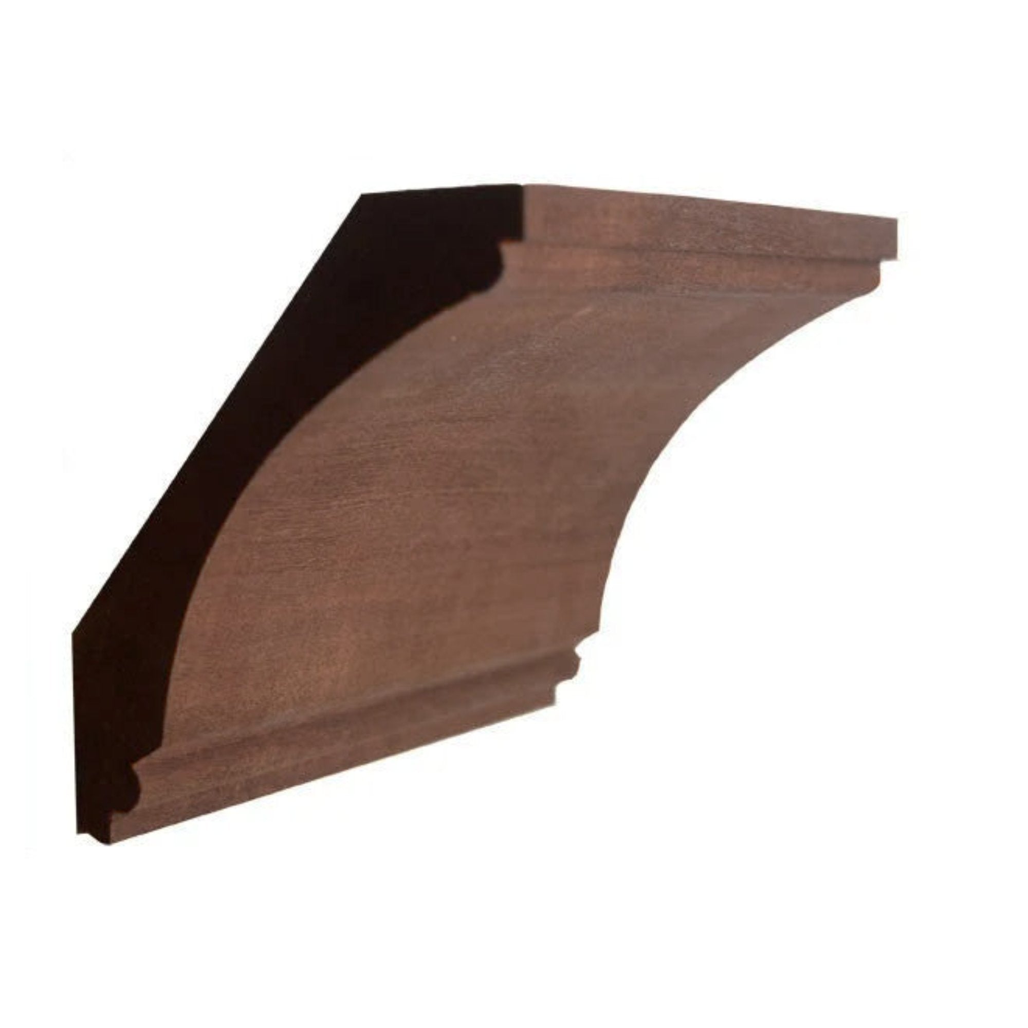 EWCR43 Cove Crown unfinished hardwood molding showing profile and wood grain