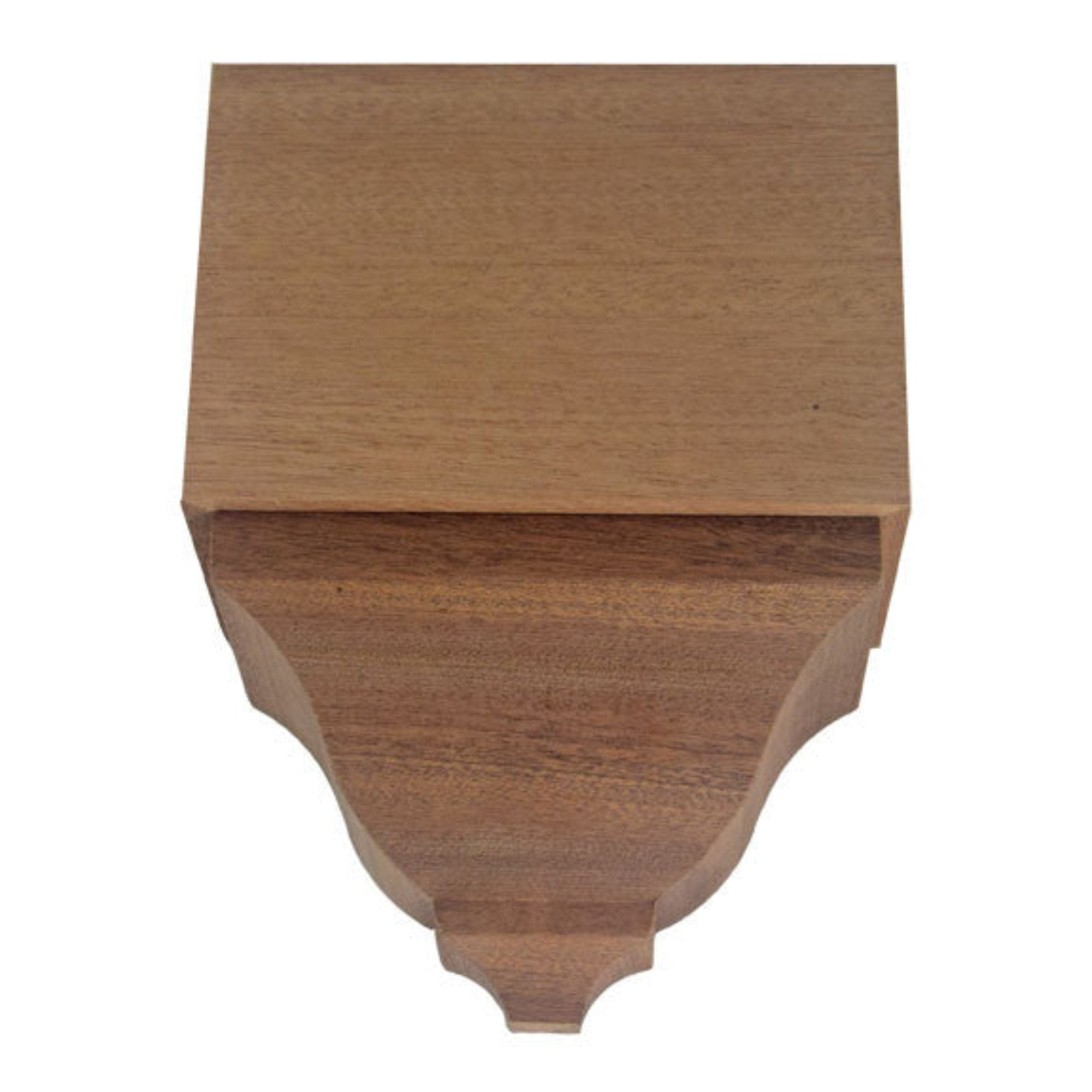 Unfinished hardwood middle corner block for crown molding in various wood species