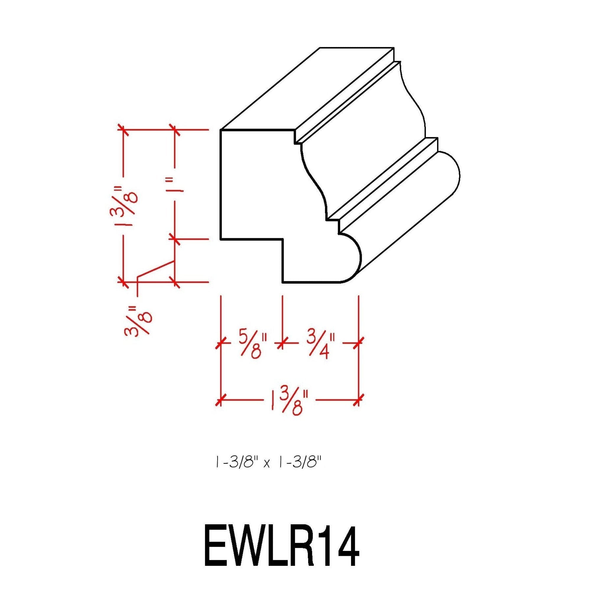 EWLR14 unfinished kitchen cabinet light rail trim in solid hardwood
