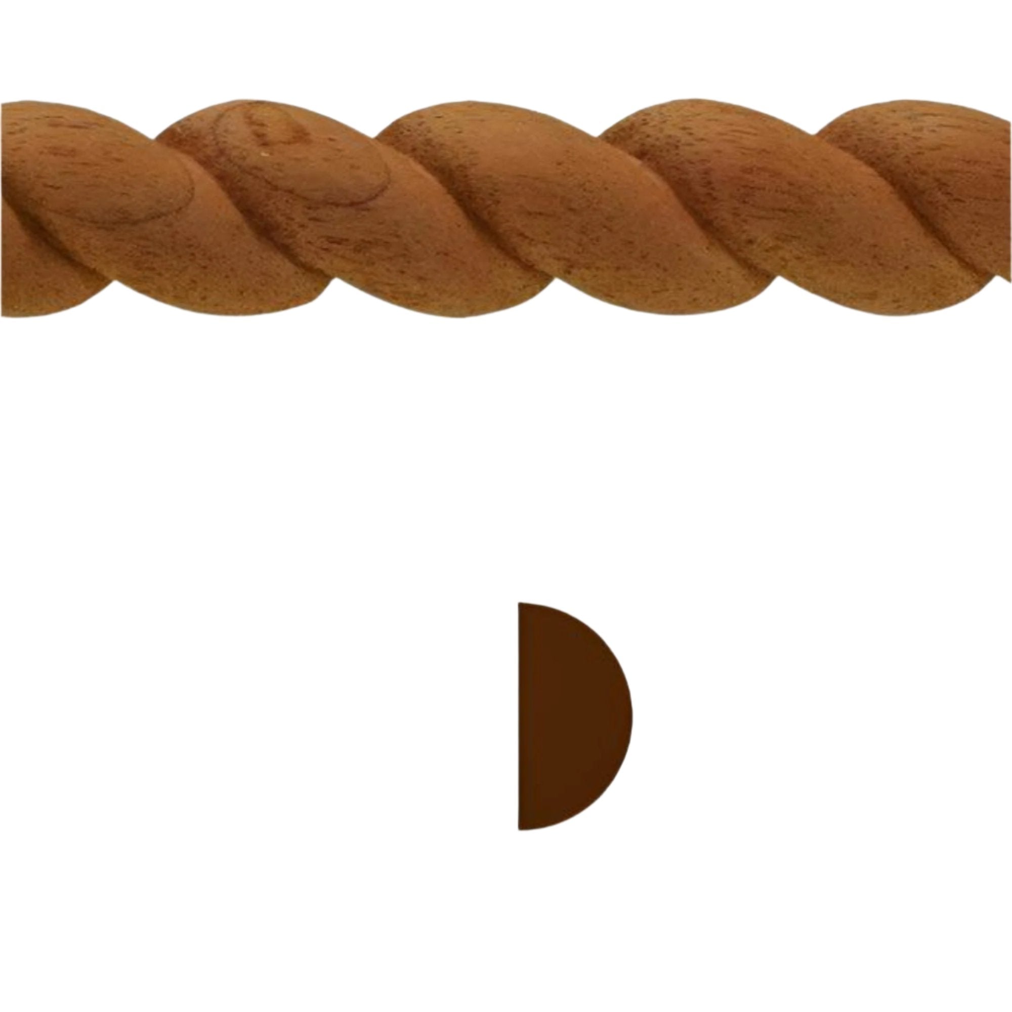 Unfinished solid hardwood rope molding 3/4 inch high by 3/8 inch thick