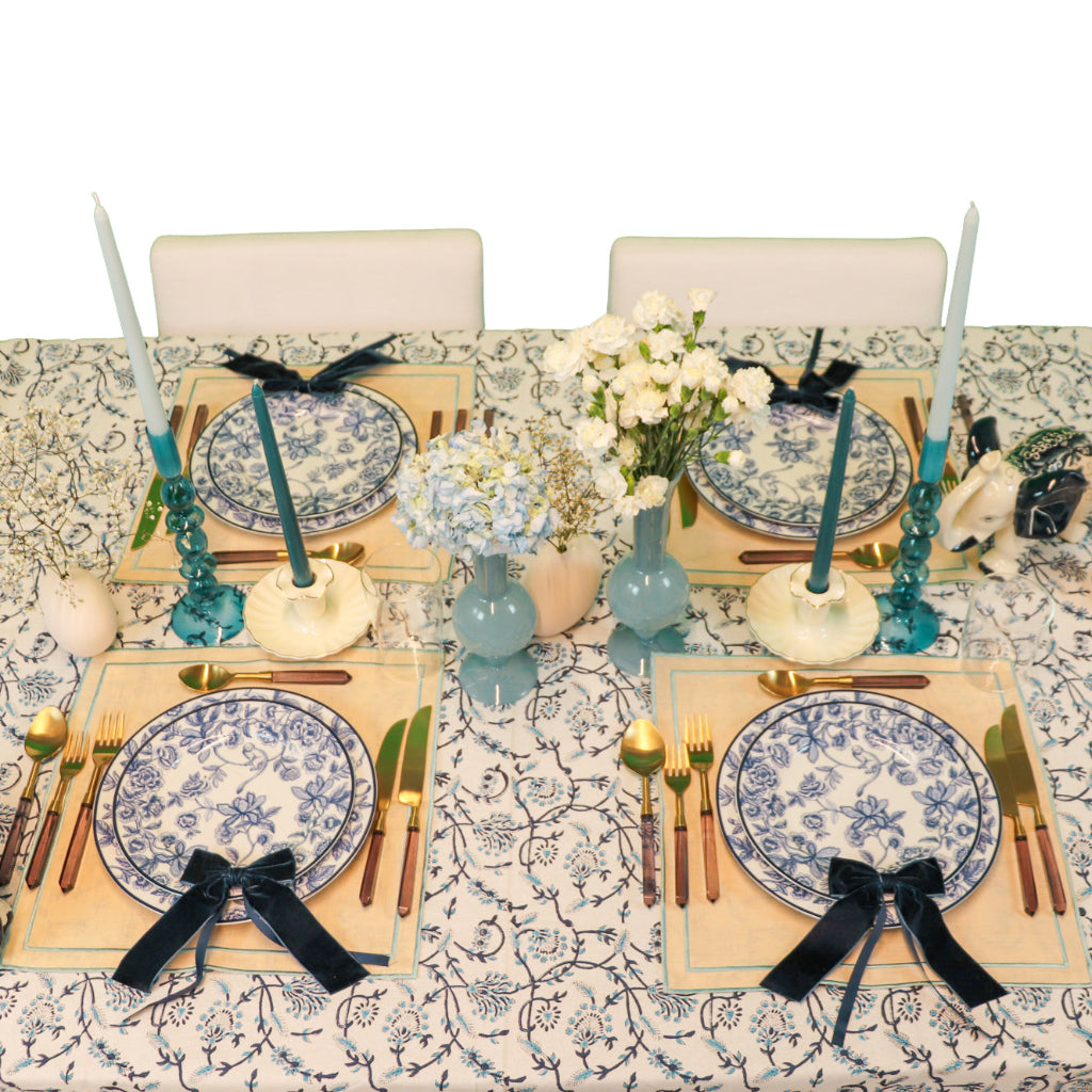 100% Organic Cotton - Eleanor Royal Blue Tablecloth by Ro'Table - product image 3 for Resin Society