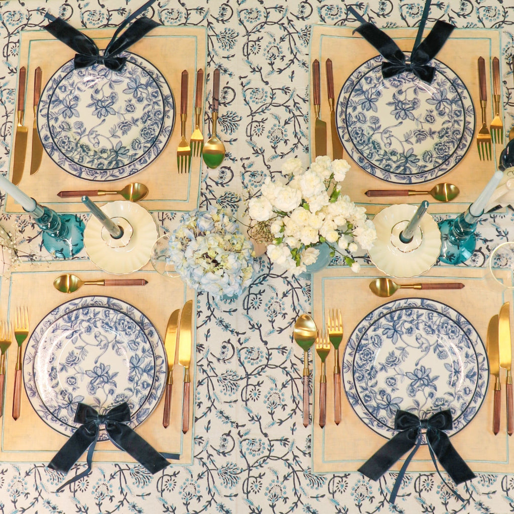 100% Organic Cotton - Eleanor Royal Blue Tablecloth by Ro'Table - product image 9 for Resin Society