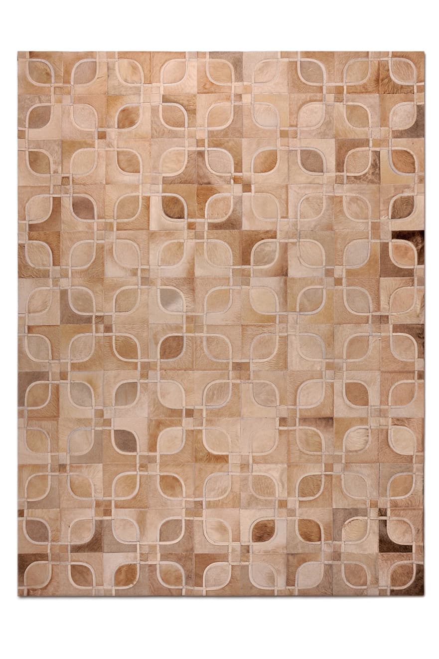 Eyes – Geometric Cowhide Rug with Curved Motif by Homelosophy