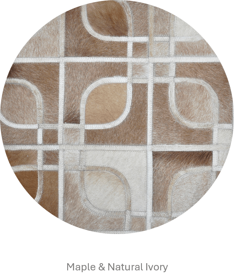 Eyes – Geometric Cowhide Rug with Curved Motif by Homelosophy