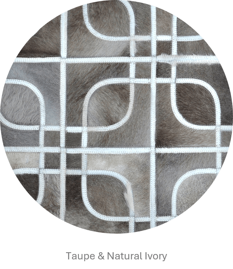 Eyes – Geometric Cowhide Rug with Curved Motif by Homelosophy