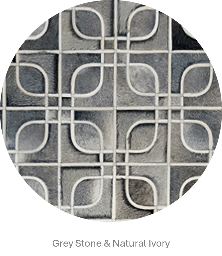 Eyes – Geometric Cowhide Rug with Curved Motif by Homelosophy