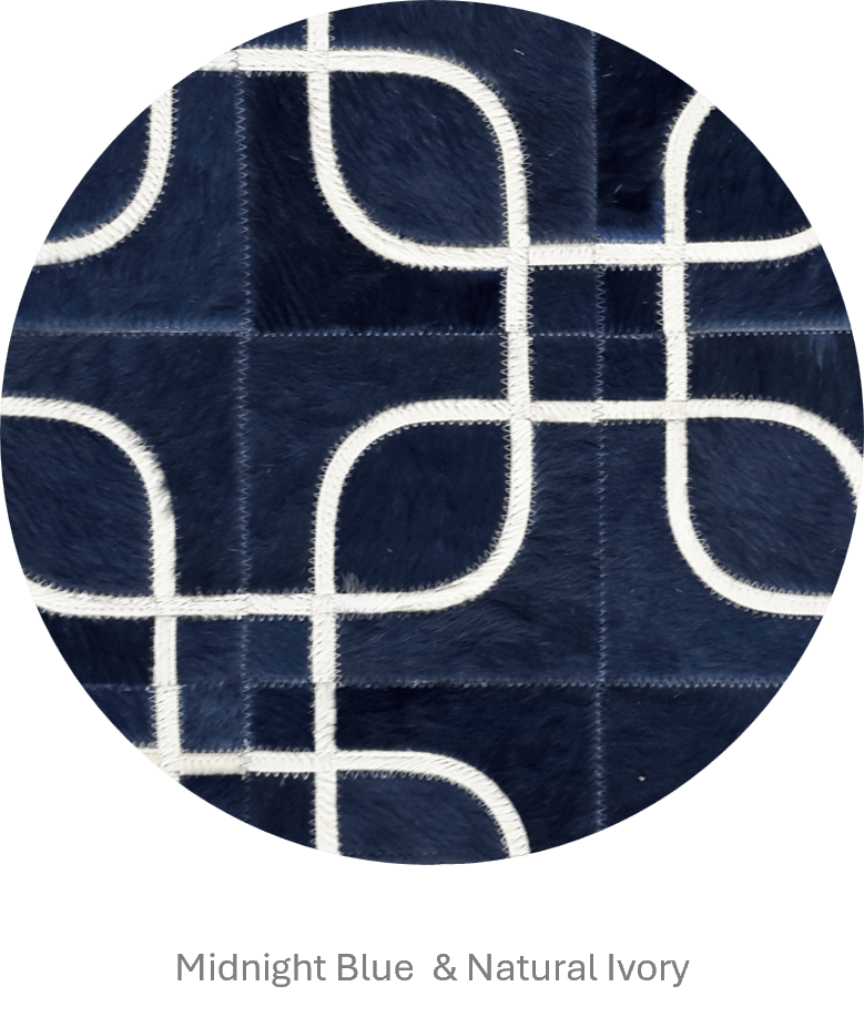 Eyes – Geometric Cowhide Rug with Curved Motif by Homelosophy