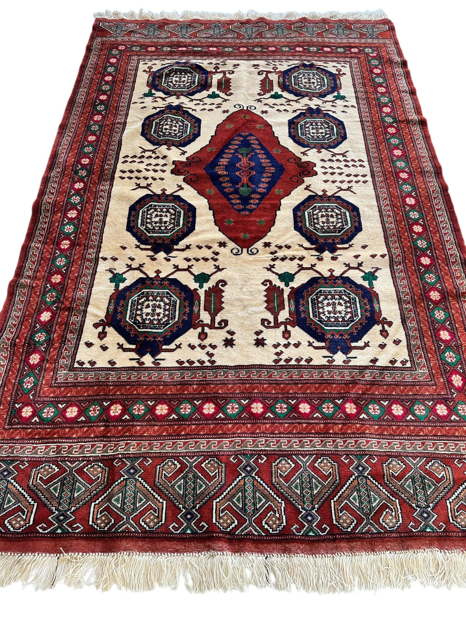 Hand-Knotted Afghani Kazak Wool Rug - 4'8" x 7'2" by Rugistan - product image 3 for Resin Society