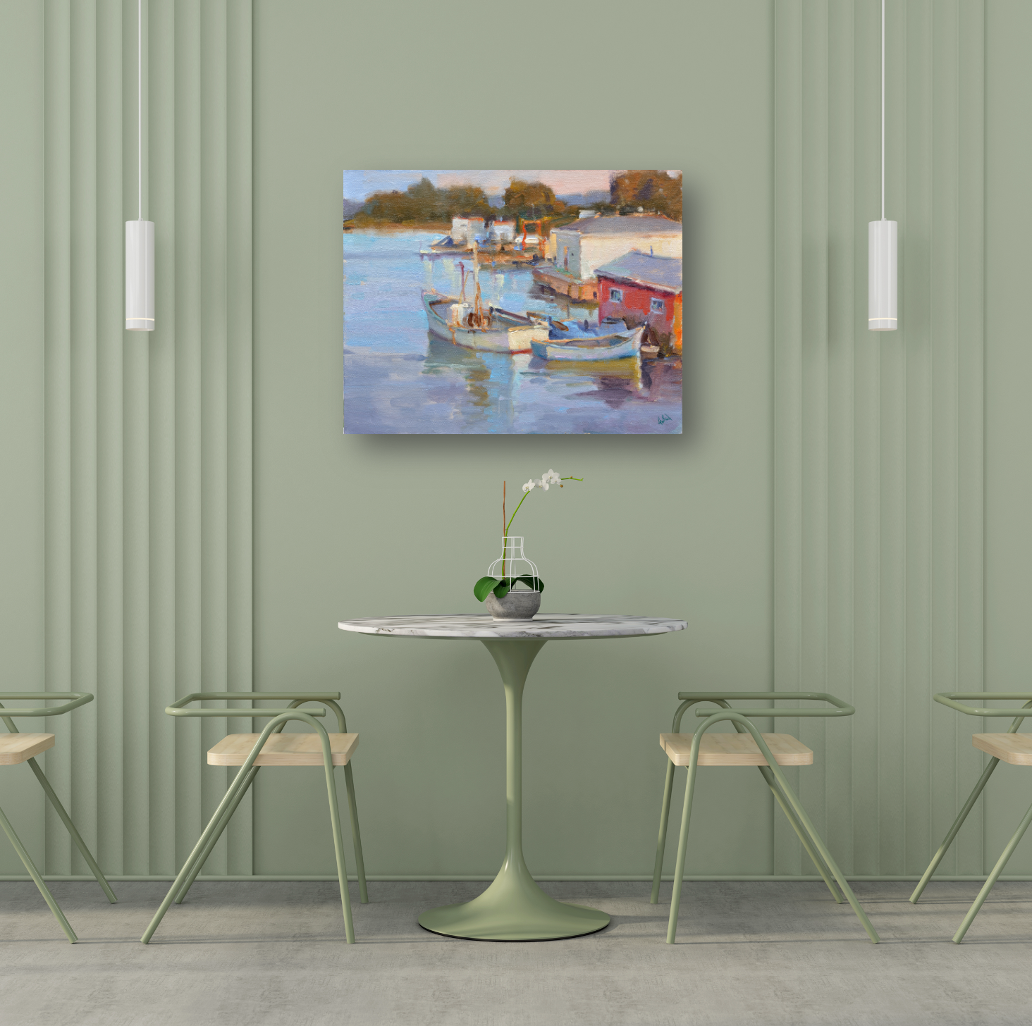 Fishing Village Artist Enhanced Canvas Print by John Beard Collection - product image 4 for Resin Society