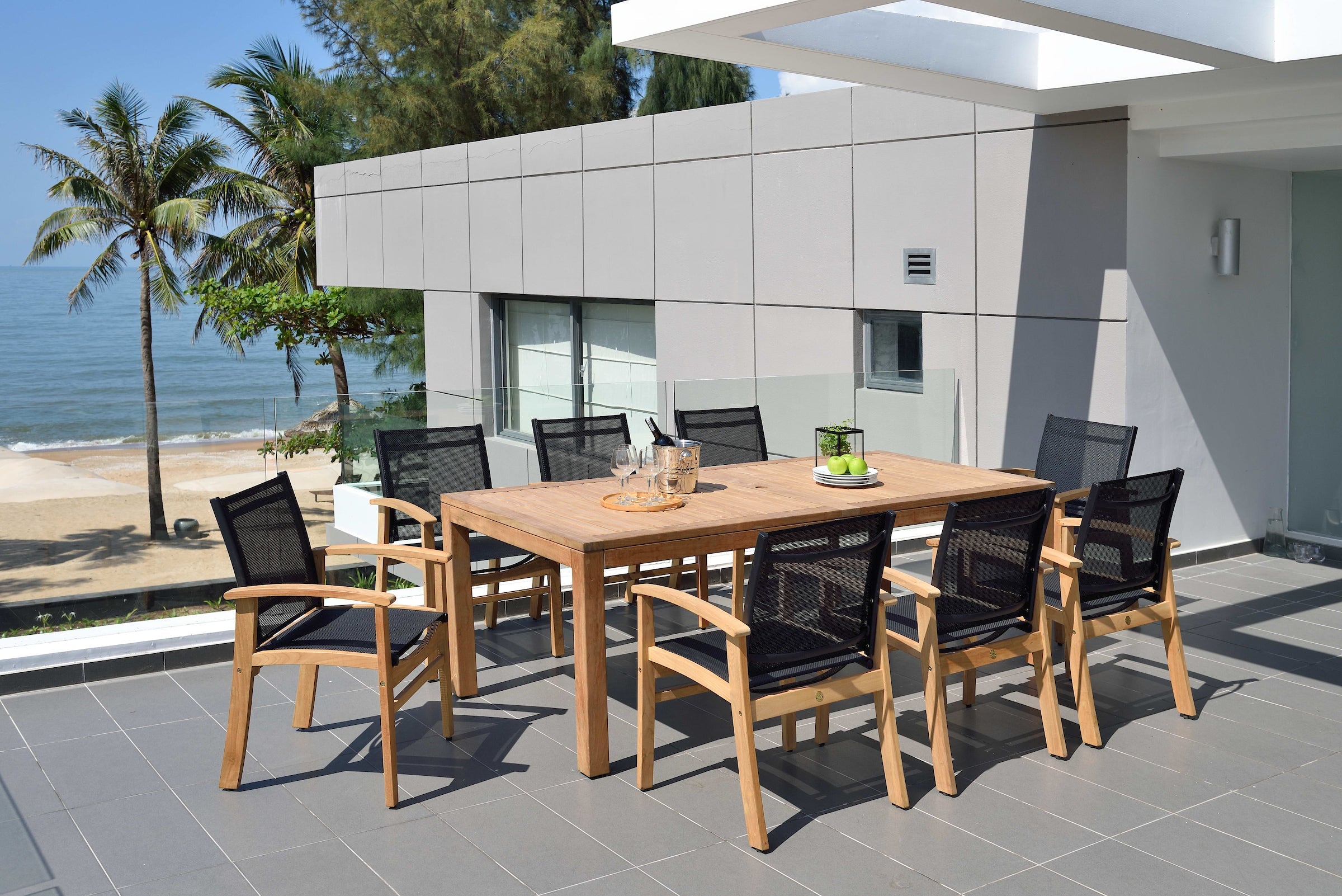 Rinjani Rectangular Teak Table and Fortuna Armchair Dining Set by LifestyleGarden US - product image 3 for Resin Society