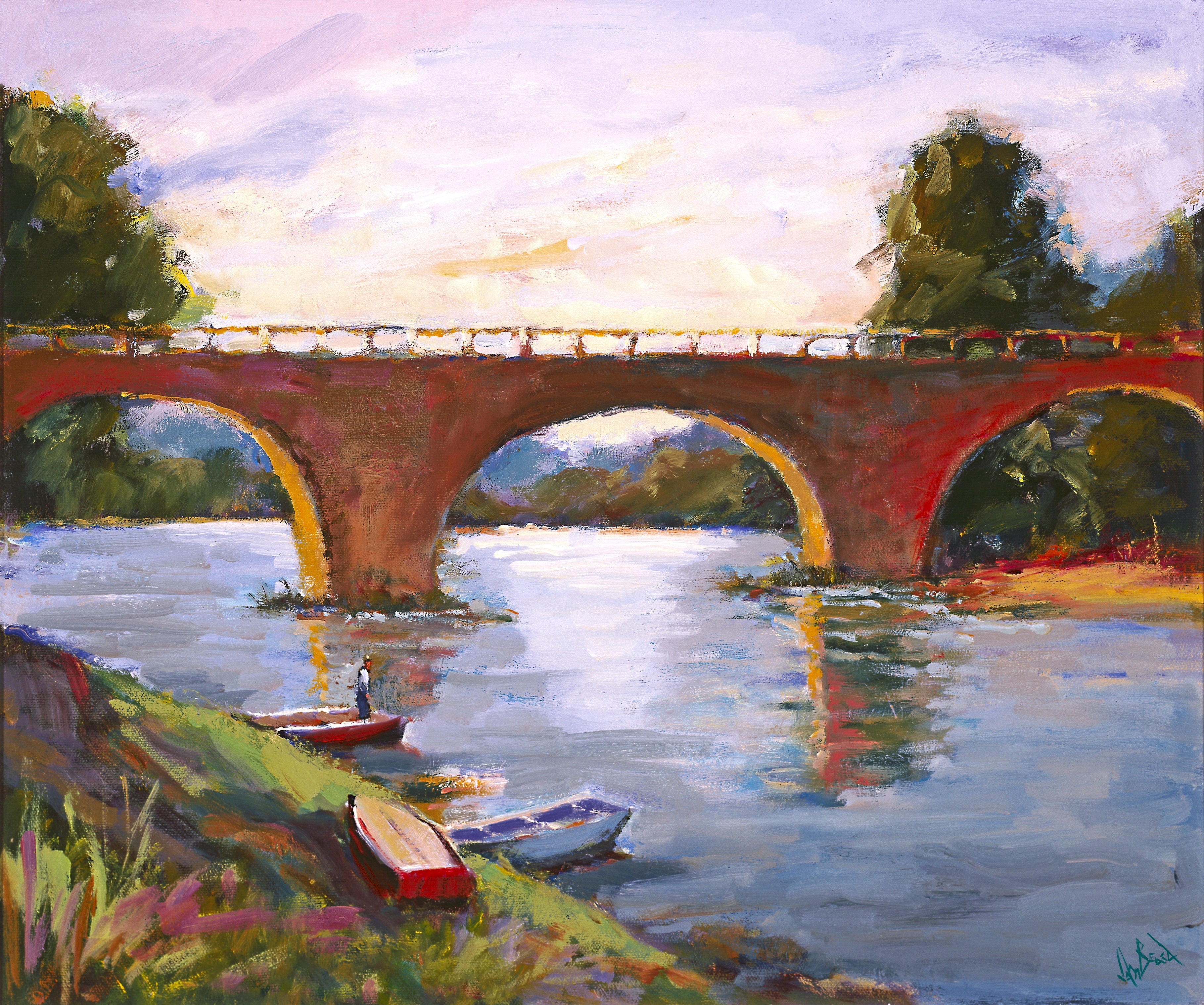 French Bridge Artist Enhanced Canvas Print by John Beard Collection - main product image for Resin Society