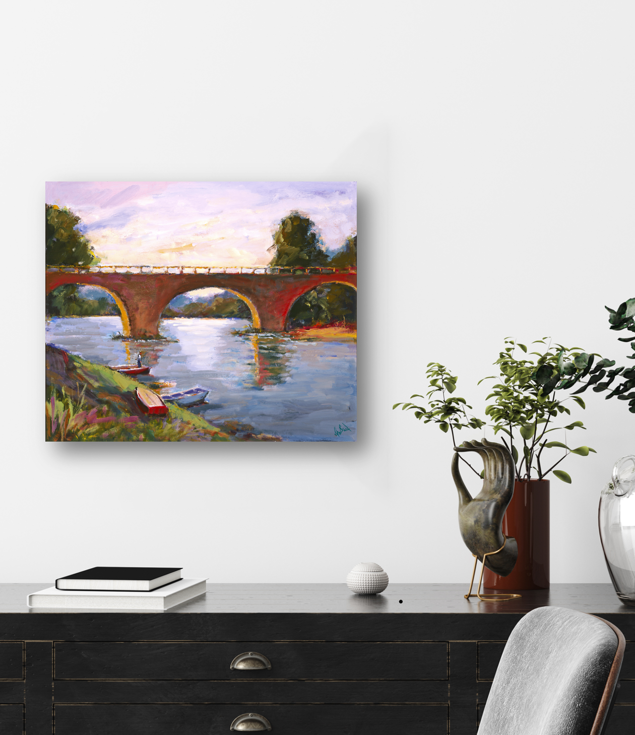 French Bridge Artist Enhanced Canvas Print by John Beard Collection - product image 4 for Resin Society