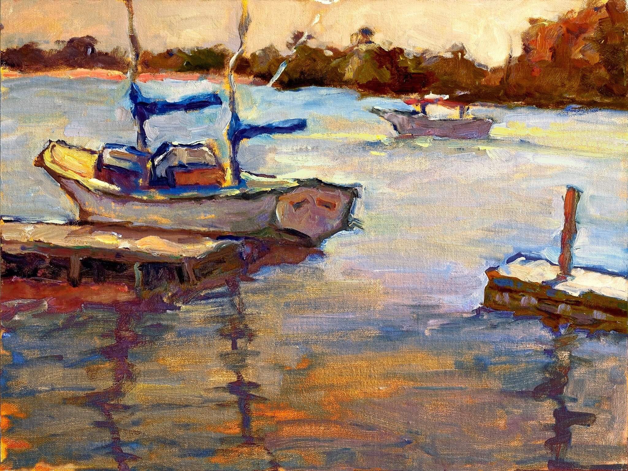 Funky Sailboat Artist Enhanced Canvas Print by John Beard Collection - main product image for Resin Society