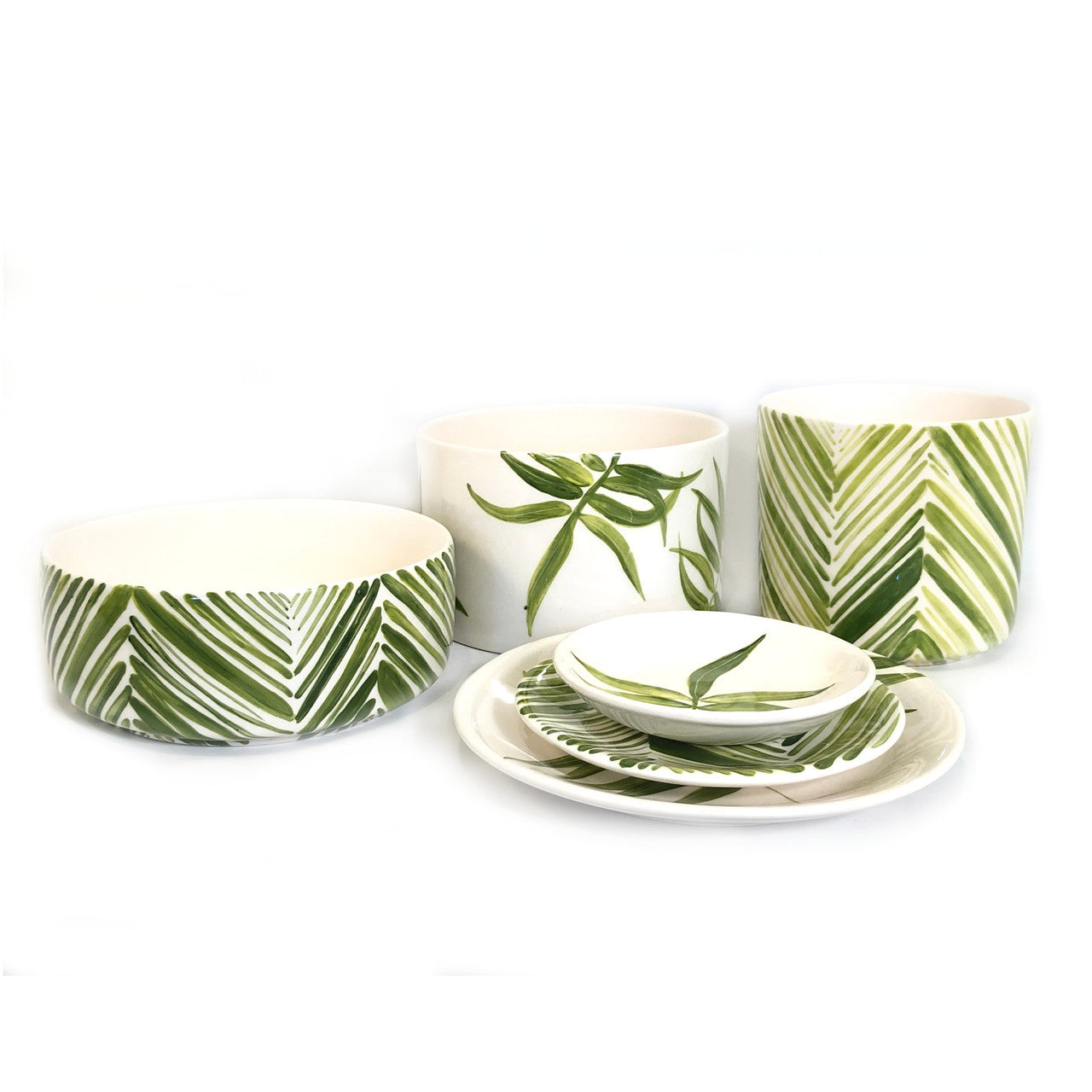 Cylinder Serving Bowl - Green Floating Leaves by Mbare Ltd - product image 4 for Resin Society