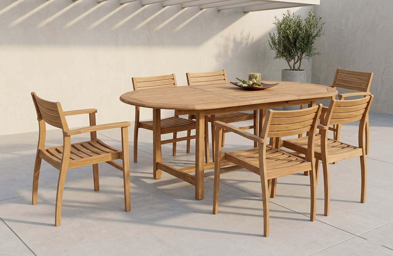 Julien FSC Certified Teak Wood Outdoor Patio Extendable Dining Set by LifestyleGarden US - product image 10 for Resin Society