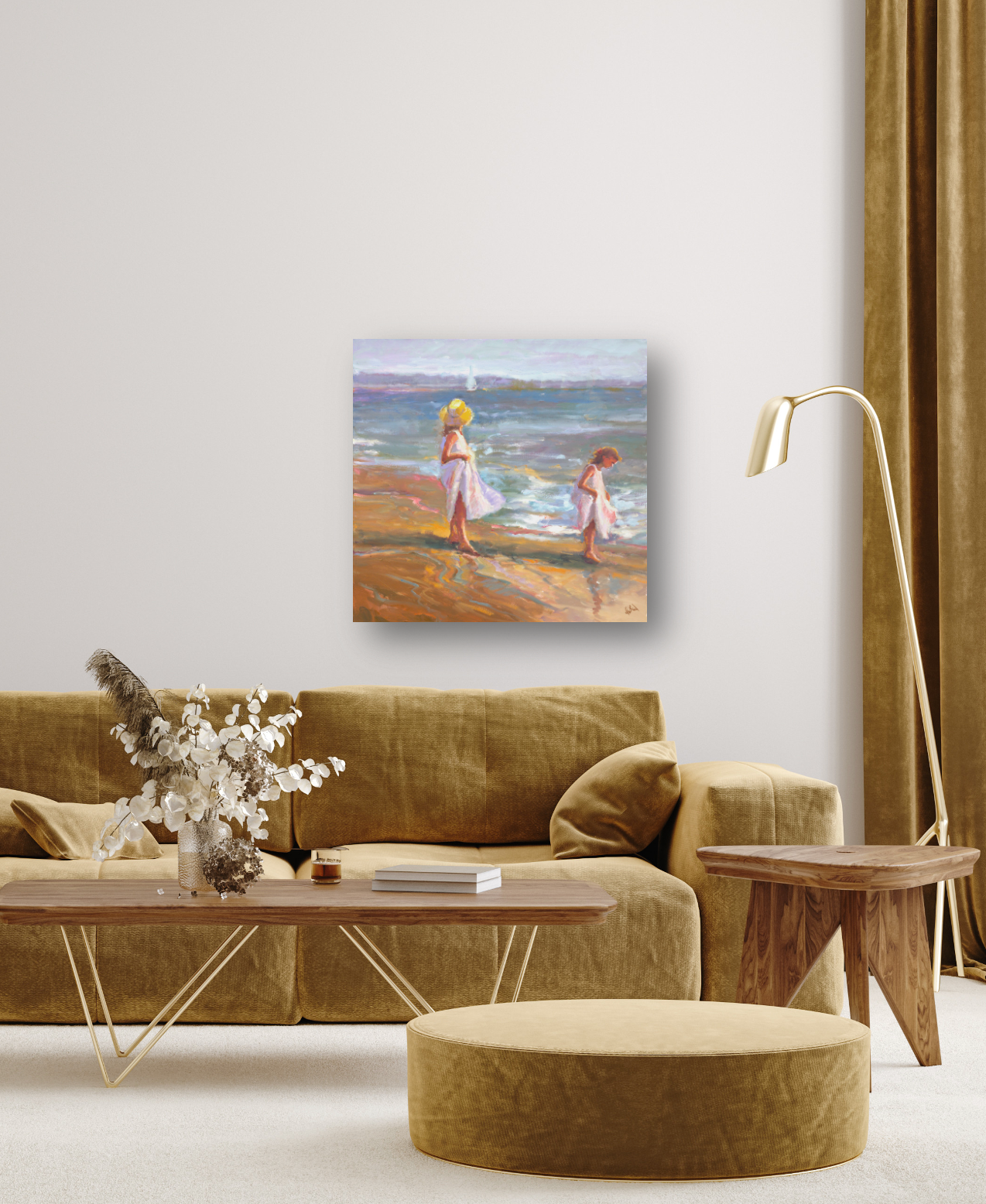 Girls on the Beach Artist Canvas Enhanced Print by John Beard Collection - product image 4 for Resin Society