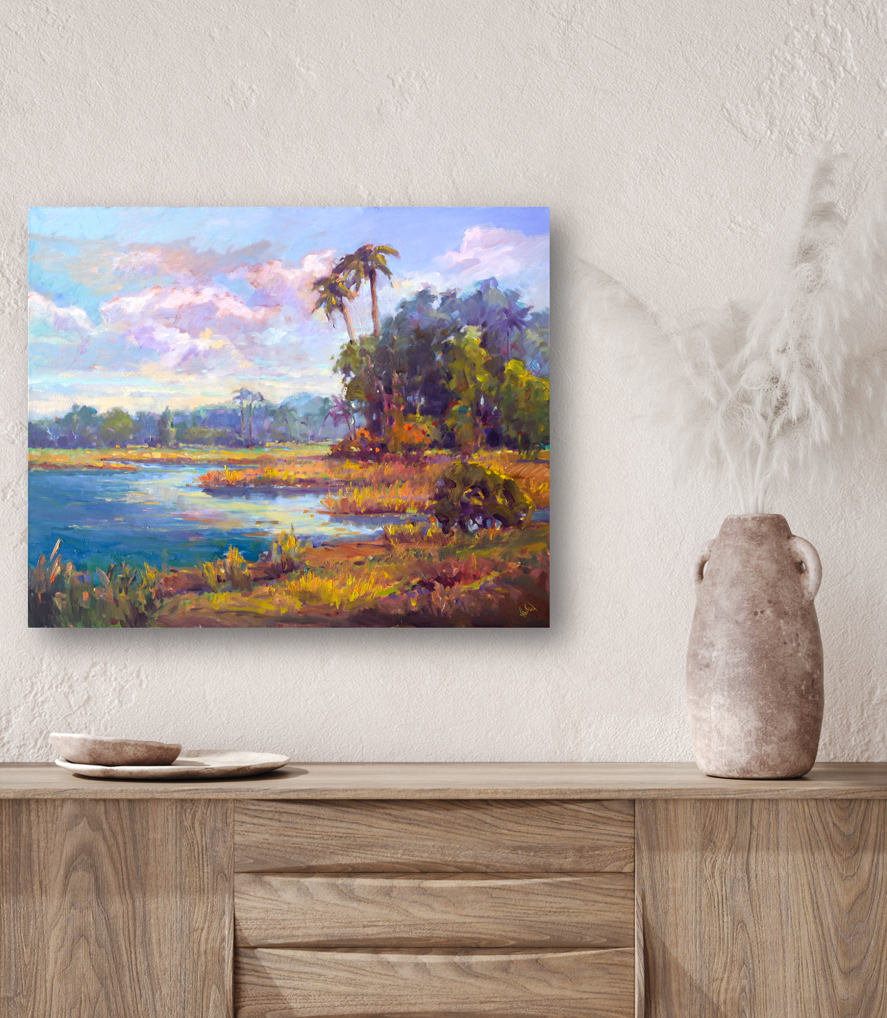 Golden Marsh Artist Enhanced Canvas Print by John Beard Collection - product image 2 for Resin Society