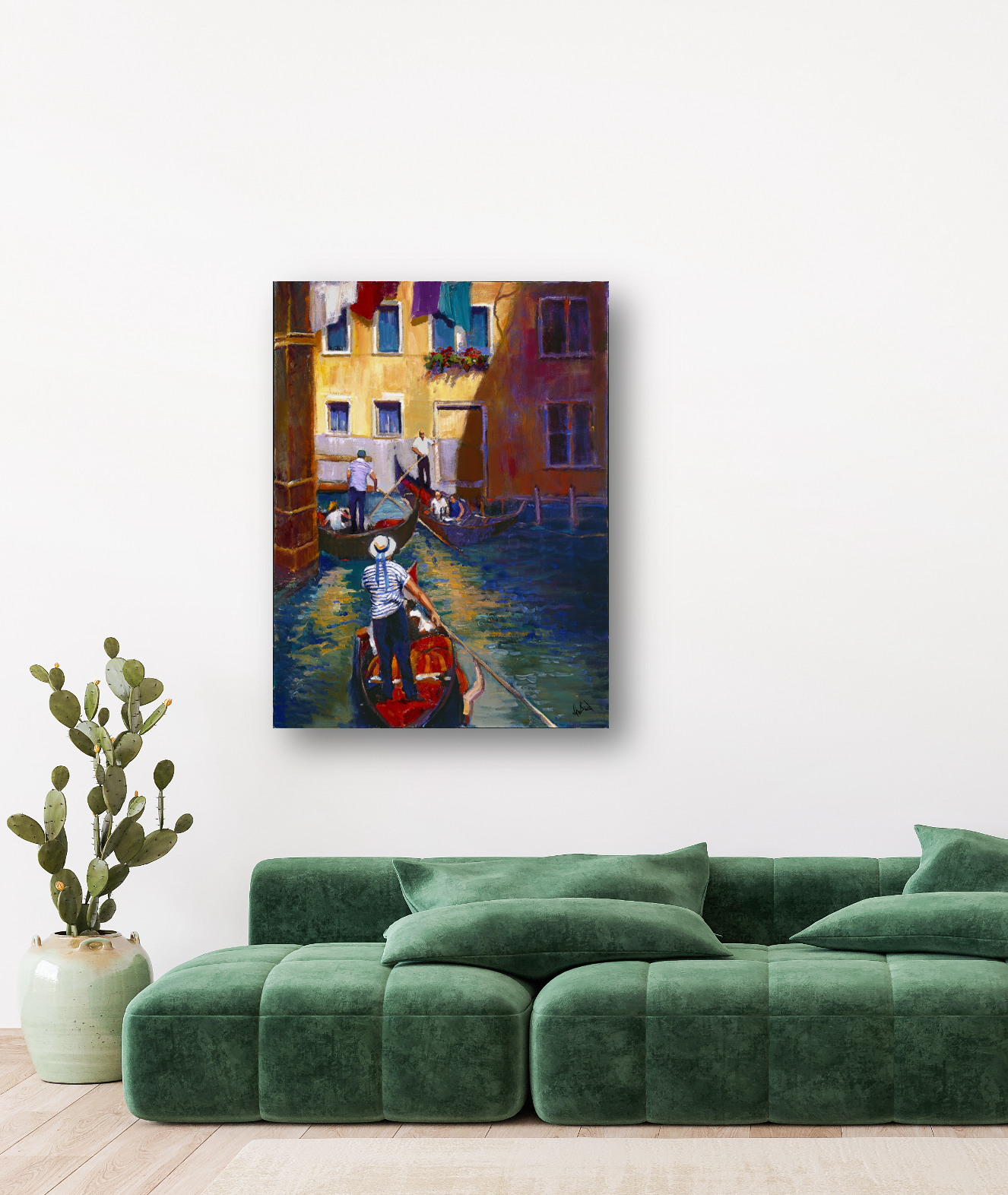 Gondoleers Artist Enhanced Canvas Print by John Beard Collection - product image 2 for Resin Society