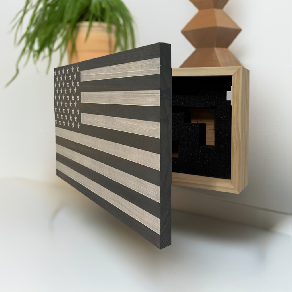 American Flag Decorative & Secure Wall-Mounted Gun Cabinet by Bellewood Designs - product image 2 for Resin Society