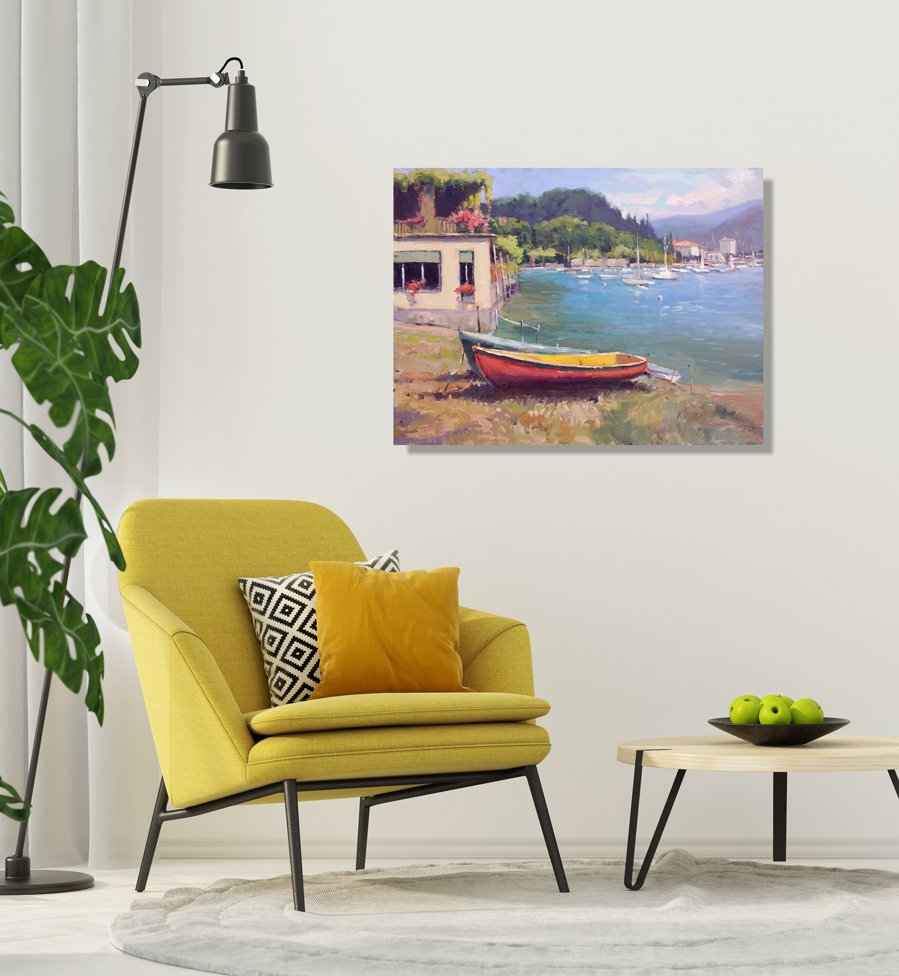 Greek Harbor Artist Enhanced Canvas Print