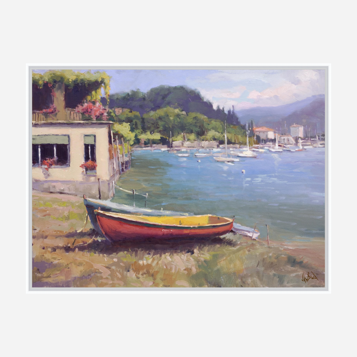 Greek Harbor Artist Enhanced Canvas Print