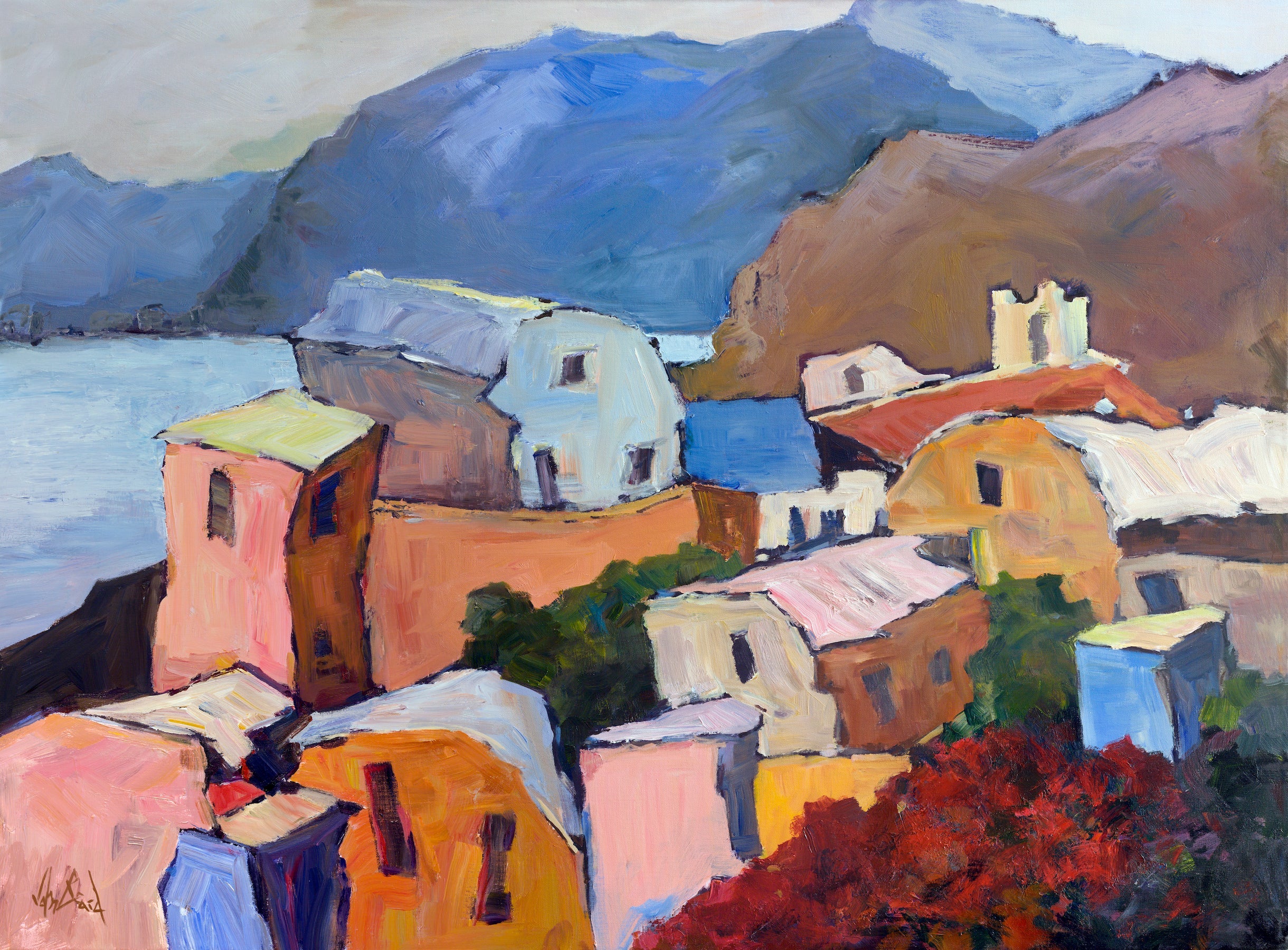 Greek Isles II Artist Enhanced Canvas Print by John Beard Collection - main product image for Resin Society