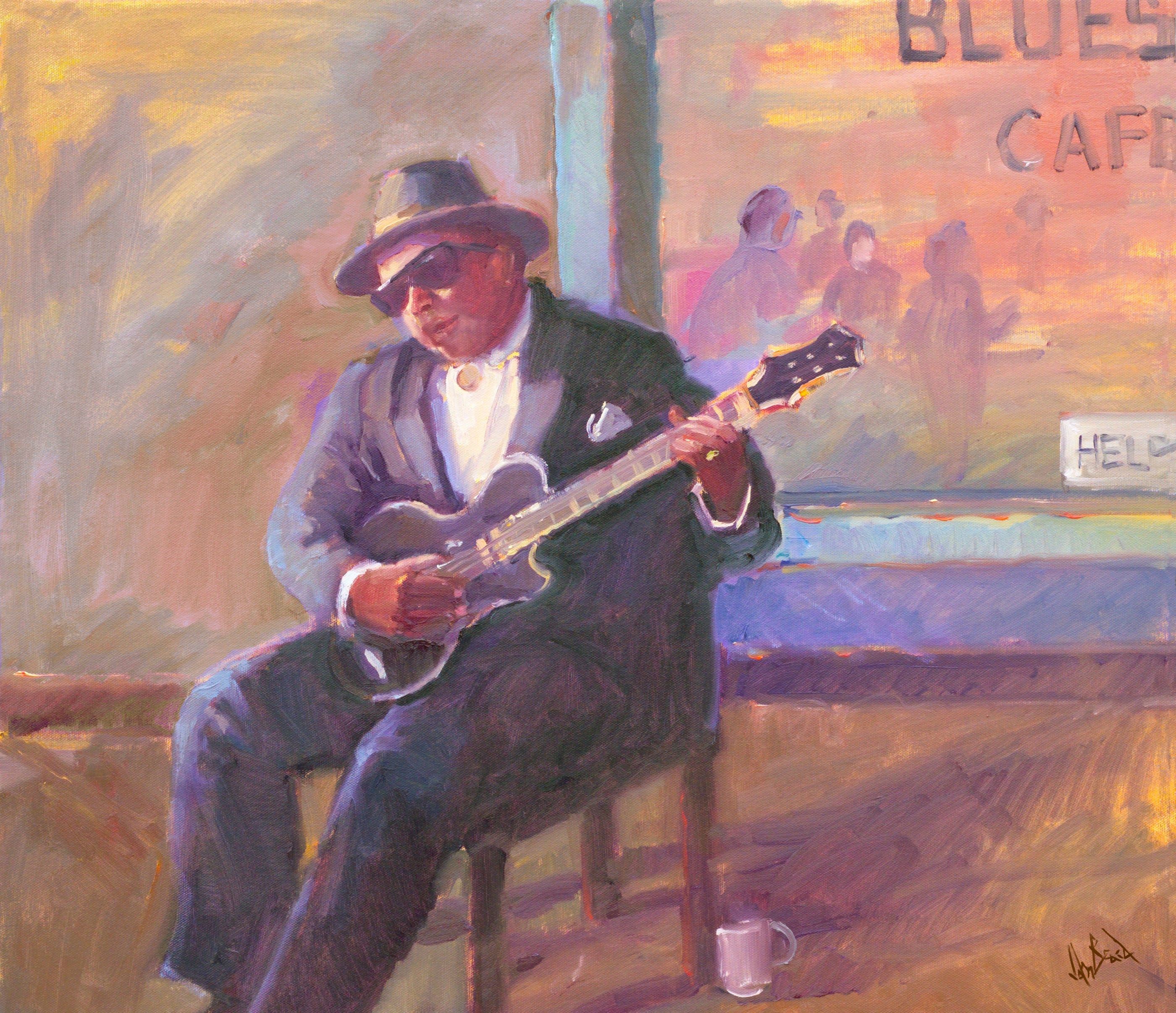 Guitar Player Artist Enhanced Canvas Print by John Beard Collection - main product image for Resin Society