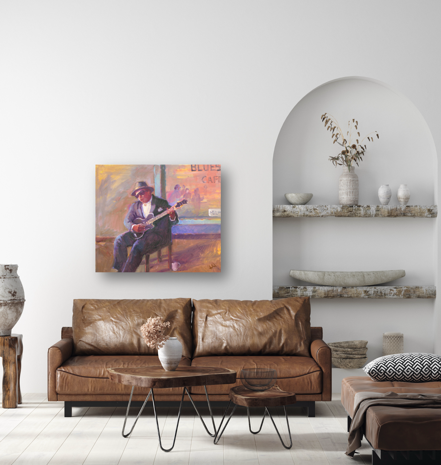 Guitar Player Artist Enhanced Canvas Print by John Beard Collection - product image 2 for Resin Society