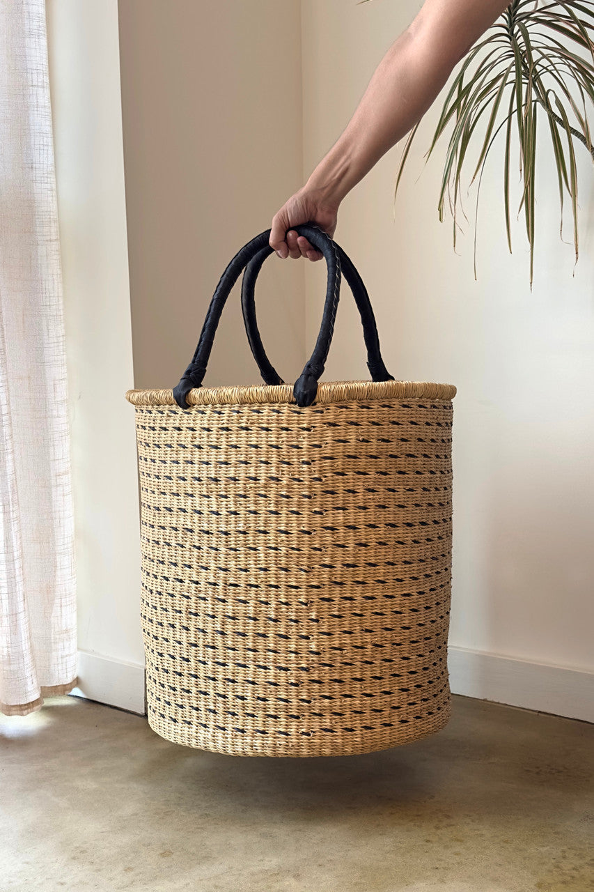 Hold Everything Hamper - Horizontal Black Dashes by Mbare Ltd - product image 2 for Resin Society