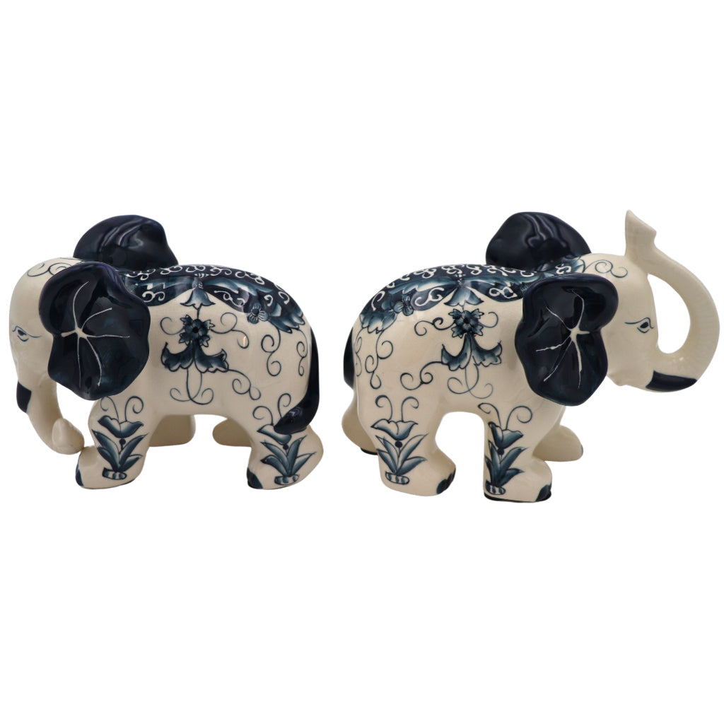 Hand-painted Ceramic Embera and Nyala Elephants - Pair by Ro'Table - product image 3 for Resin Society