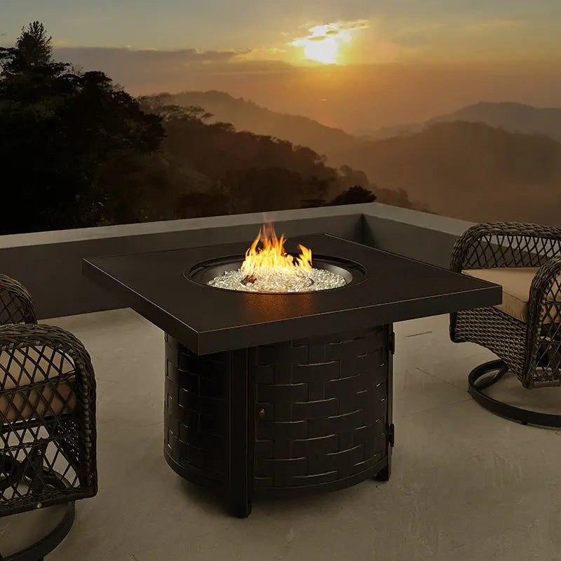 Henley 40" Round Aluminum Basketweave Convertible Gas Fire Pit Table by Fire Sense/Balkene Home - product image 2 for Resin Society