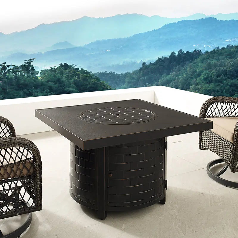 Henley 40" Round Aluminum Basketweave Convertible Gas Fire Pit Table by Fire Sense/Balkene Home - product image 4 for Resin Society