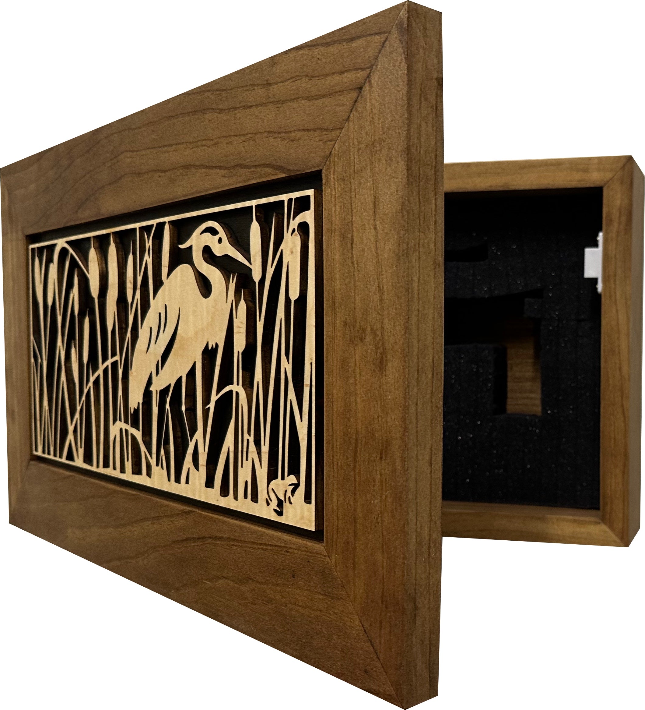 Decorative Gun Safe Heron in Cattails Wall-Mounted Gun Cabinet To by Bellewood Designs - product image 5 for Resin Society