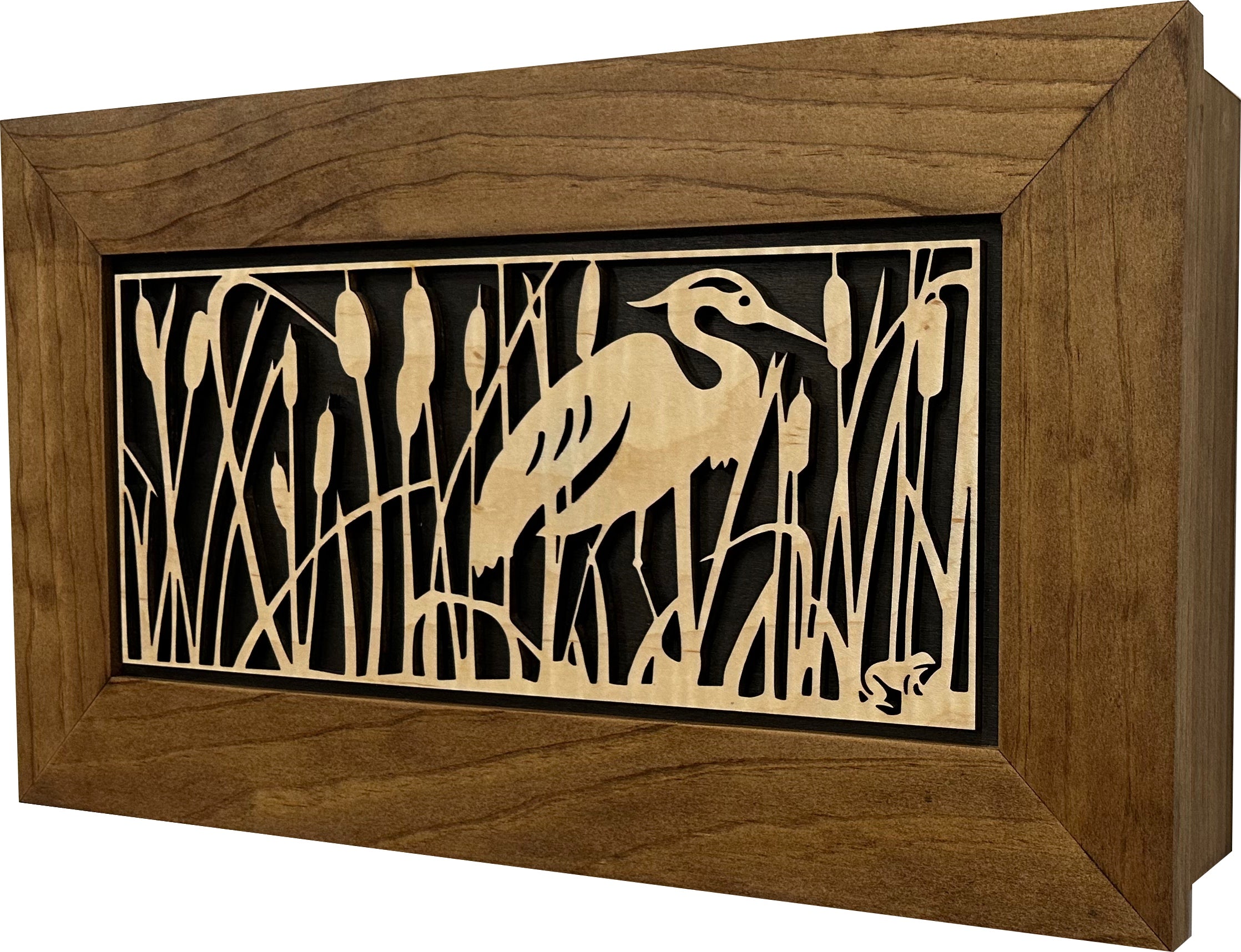 Decorative Gun Safe Heron in Cattails Wall-Mounted Gun Cabinet To by Bellewood Designs - product image 9 for Resin Society