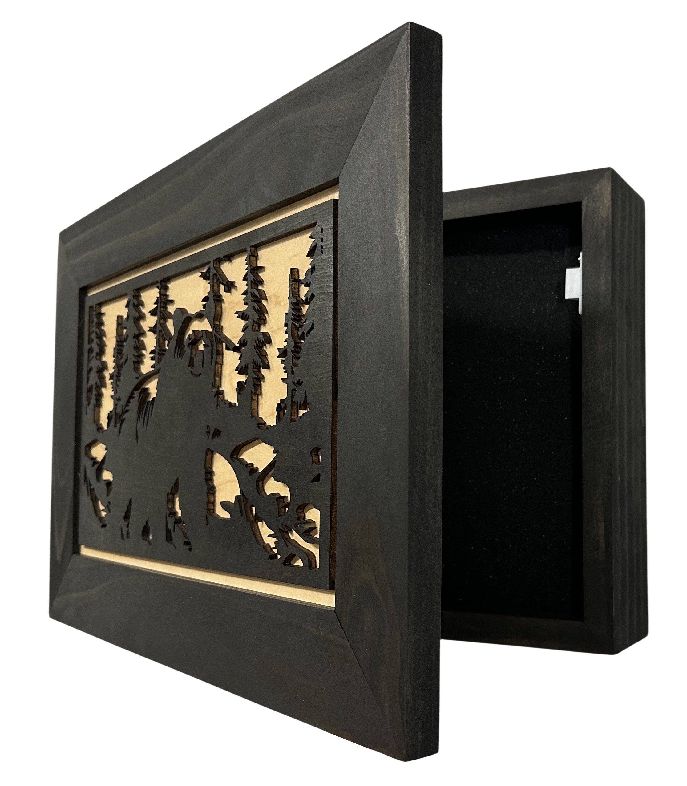 Hidden Gun Cabinet Black Bear Wall Decor – Concealed Furniture Secure by Bellewood Designs - product image 12 for Resin Society