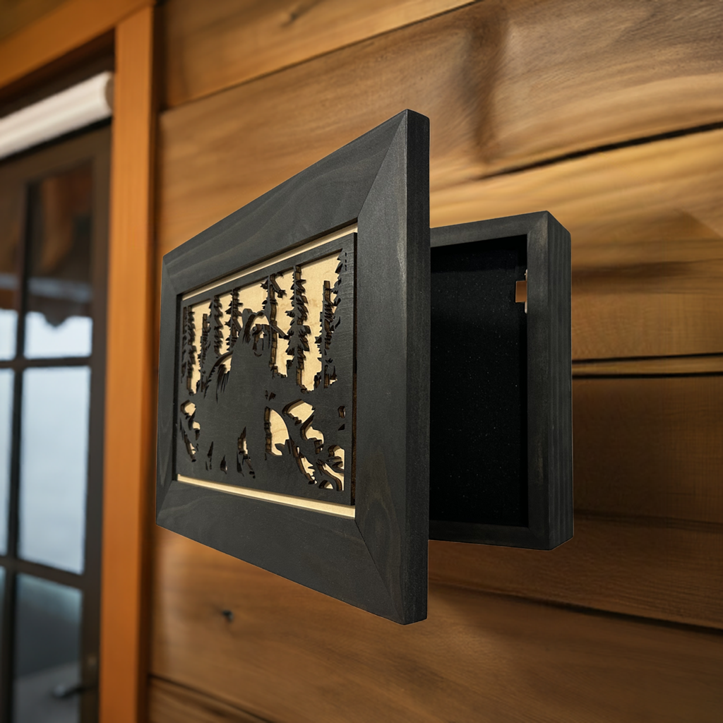 Hidden Gun Cabinet Black Bear Wall Decor – Concealed Furniture Secure by Bellewood Designs - product image 8 for Resin Society