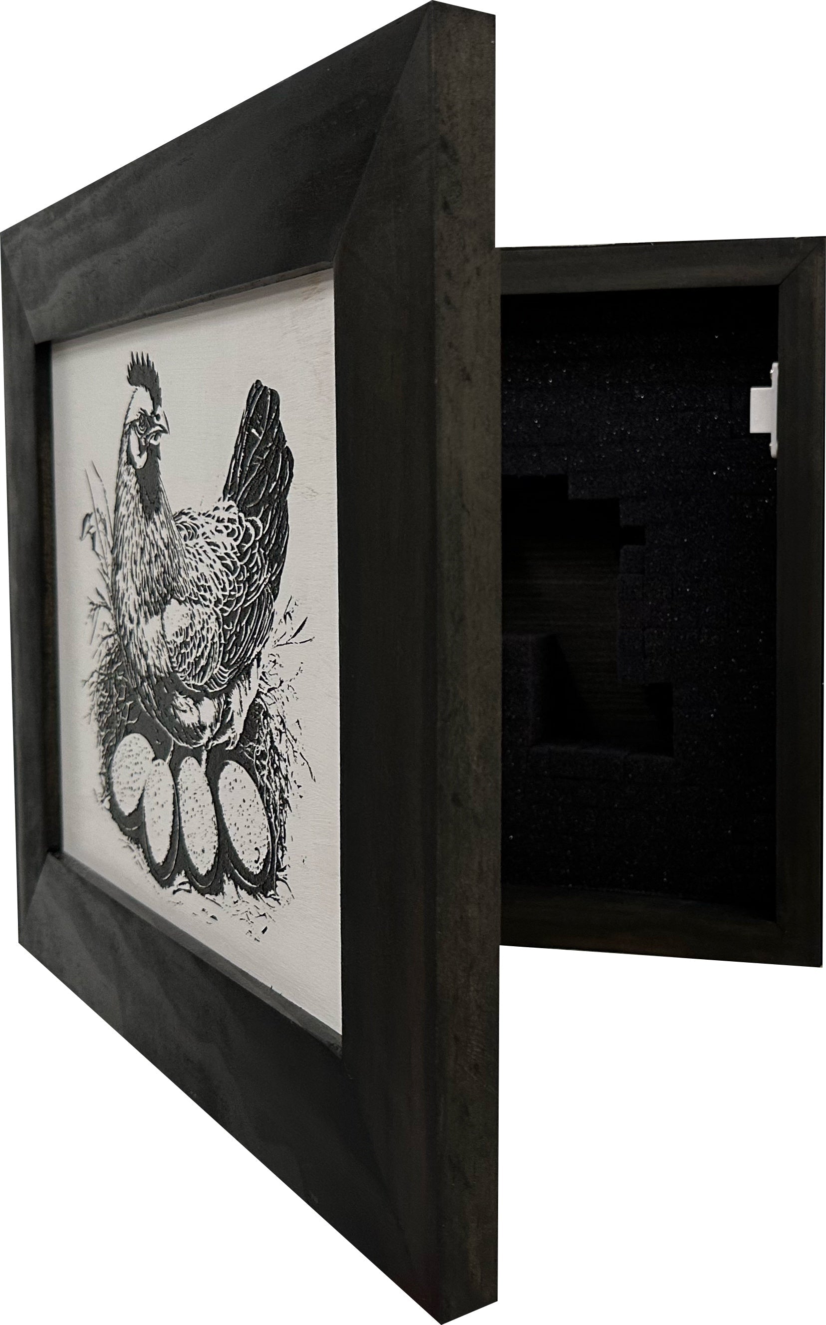 Hidden Gun Safe Recessed In Wall Farmhouse Chicken And Eggs Decoration by Bellewood Designs - product image 5 for Resin Society