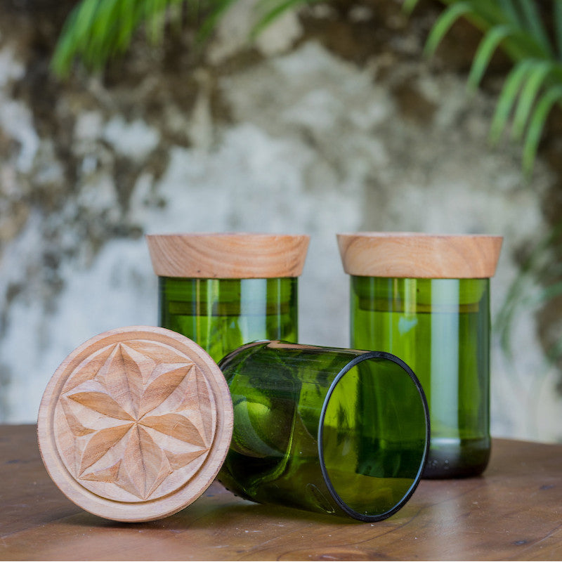 Hiliki Jar - Dark Green - Large (set of 2) by Mbare Ltd - main product image for Resin Society