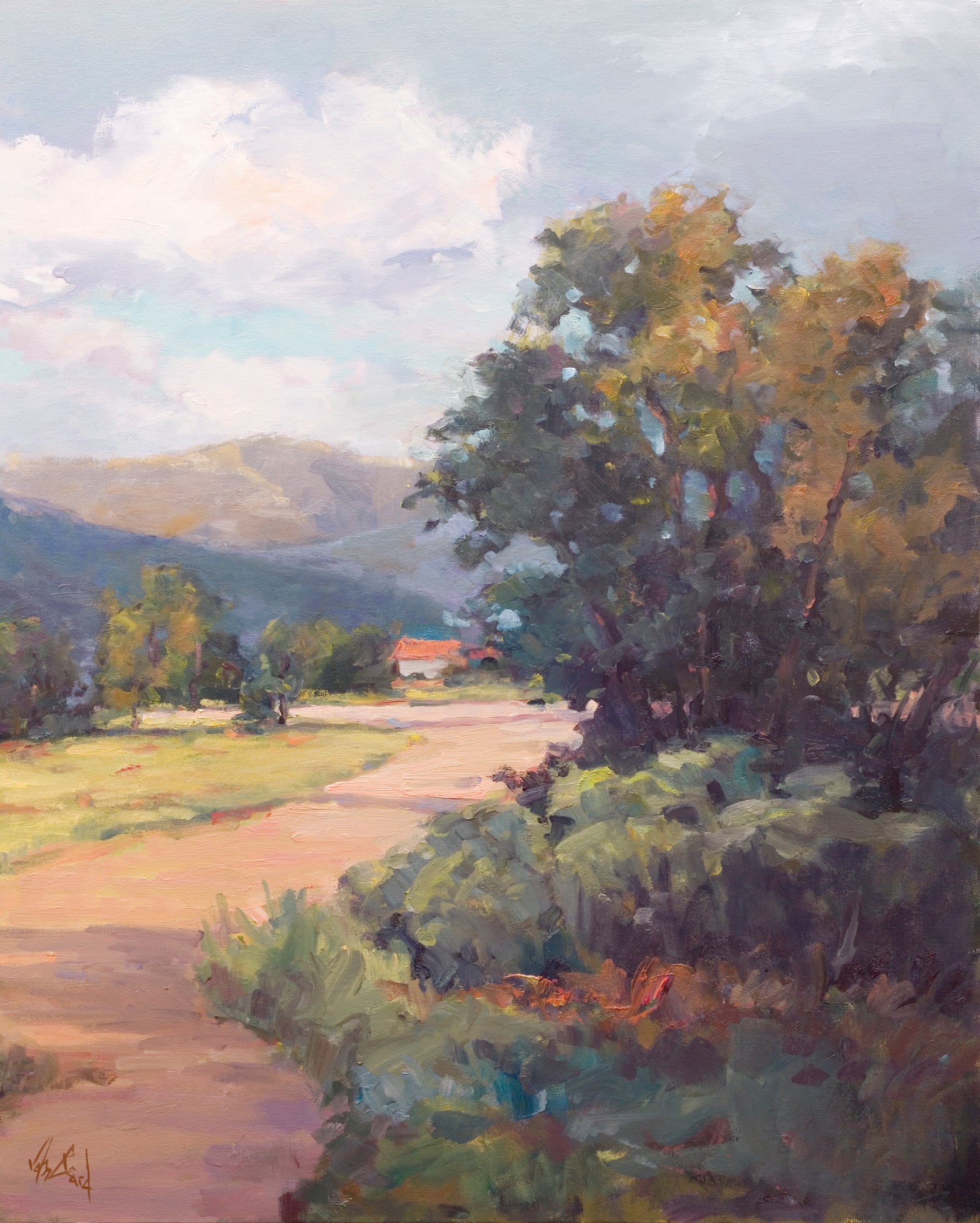 Hillside Cottage Artist Enhanced Canvas Print by John Beard Collection - main product image for Resin Society