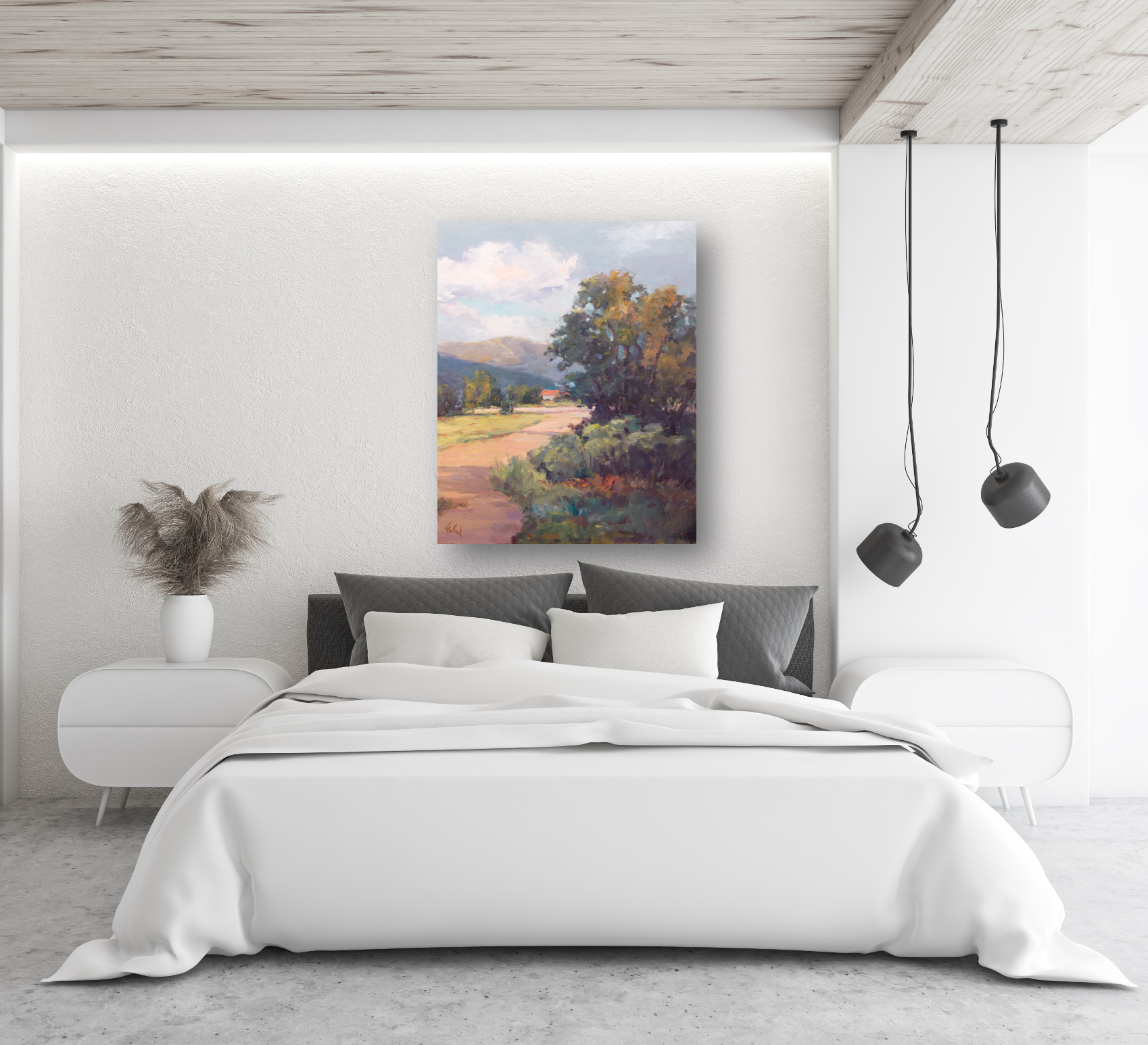 Hillside Cottage Artist Enhanced Canvas Print by John Beard Collection - product image 3 for Resin Society
