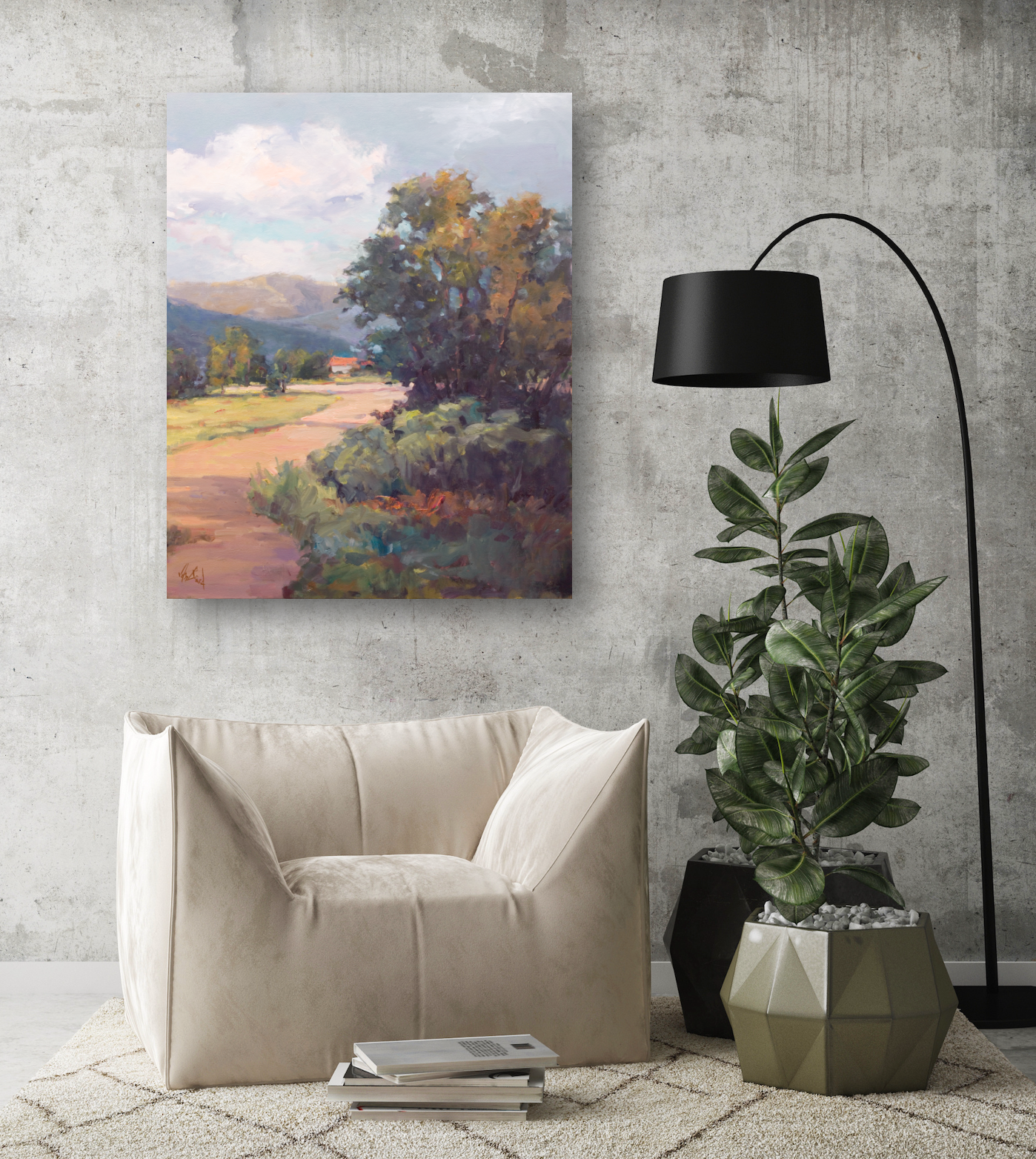 Hillside Cottage Artist Enhanced Canvas Print by John Beard Collection - product image 4 for Resin Society