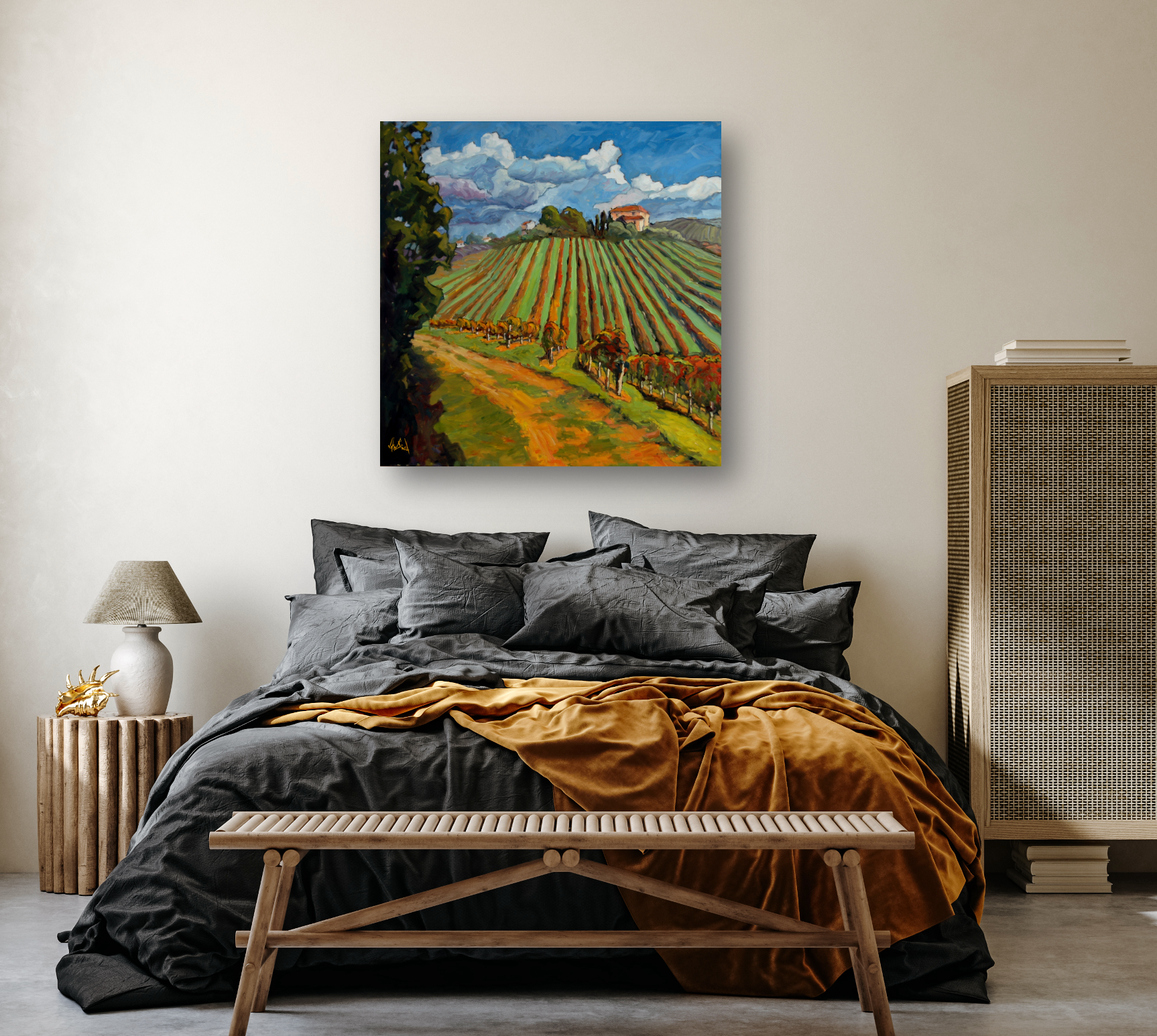Hillside Vineyard Artist Canvas Enhanced Print by John Beard Collection - product image 3 for Resin Society