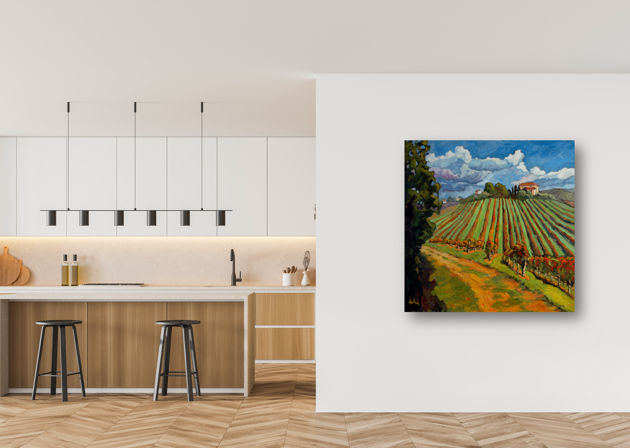 Hillside Vineyard Artist Canvas Enhanced Print by John Beard Collection - product image 4 for Resin Society