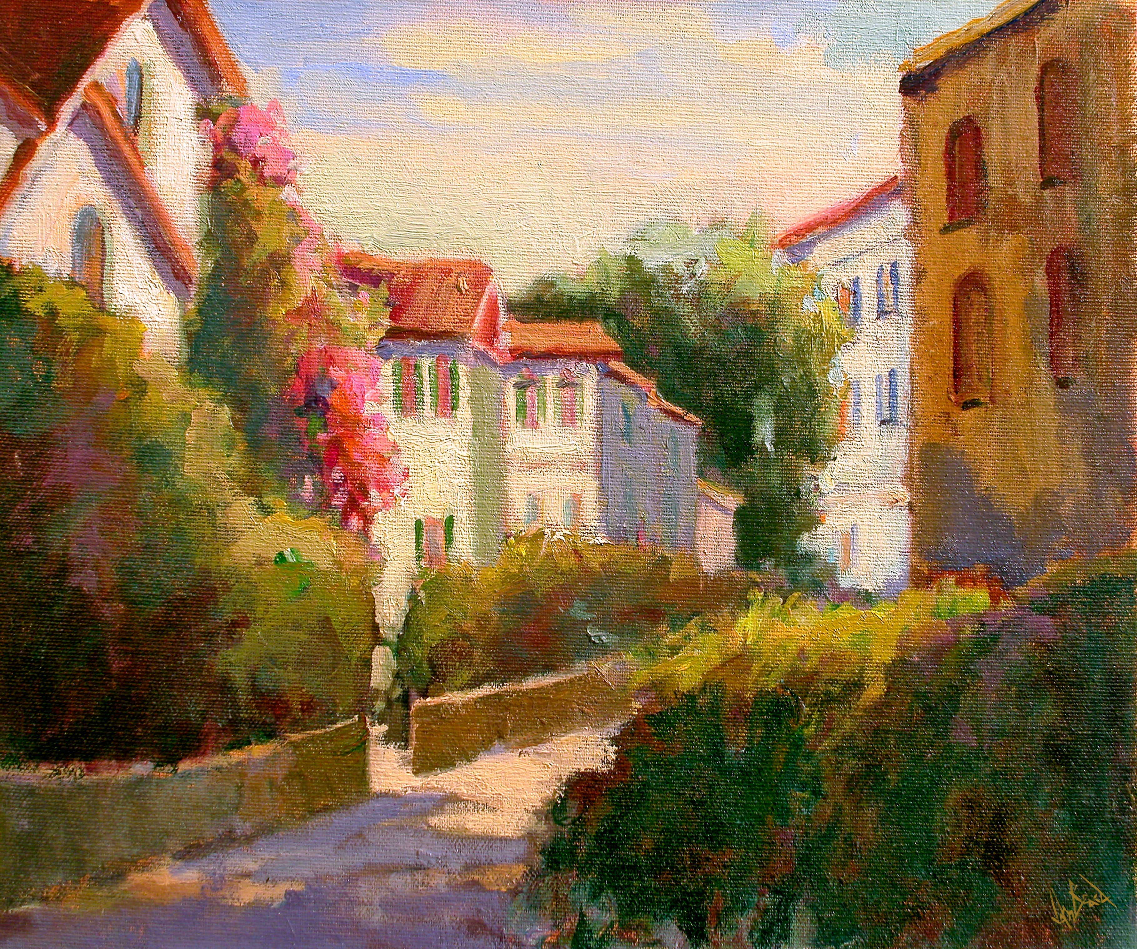 Home from Market Canvas Print by John Beard showing an abstract coastal scene on cotton canvas