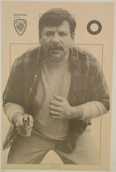 Black and white photo IAFELI-QR shooting target sized 23 by 35 inches