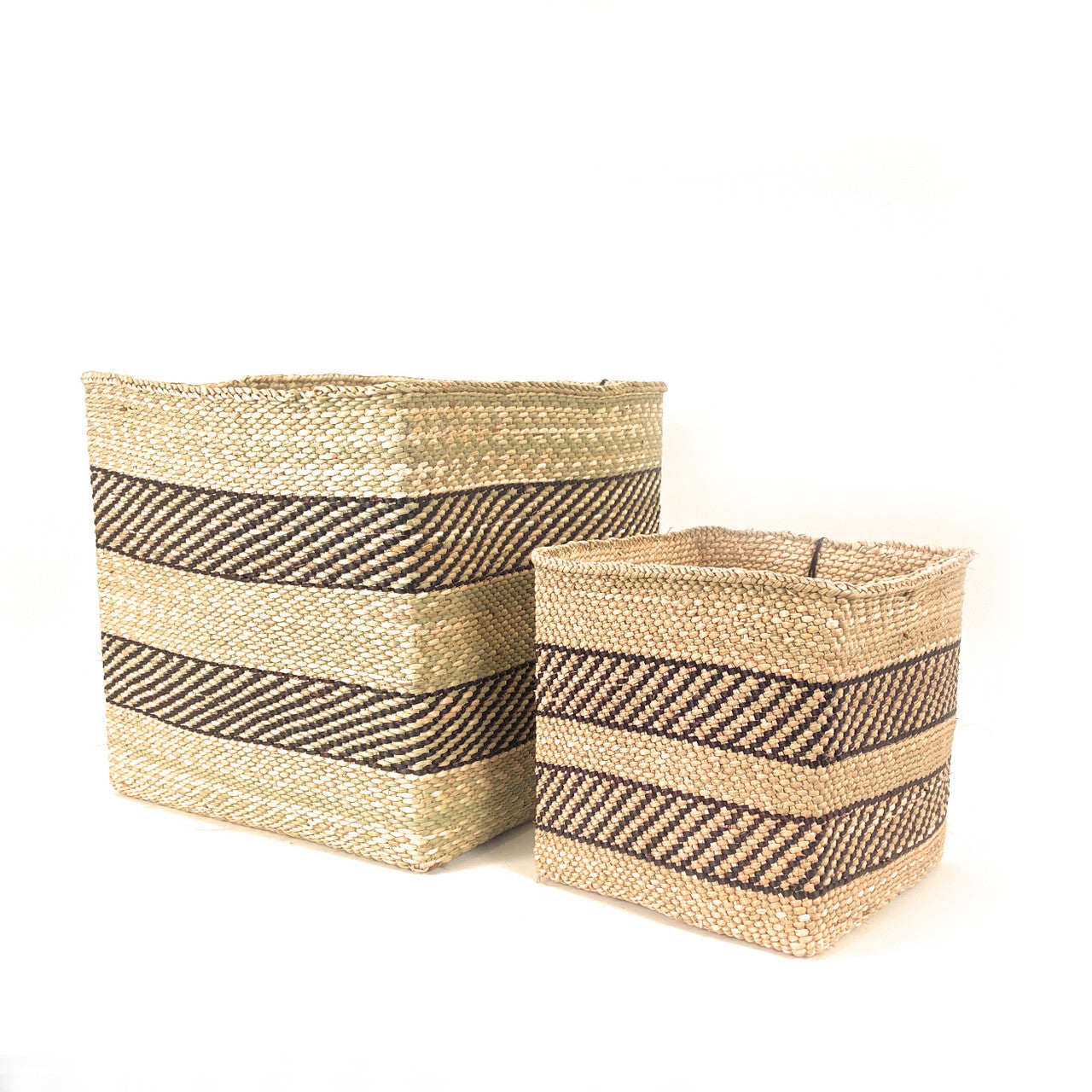 Square Natural w/ Black Stripe Iringa Basket by Mbare Ltd - main product image for Resin Society