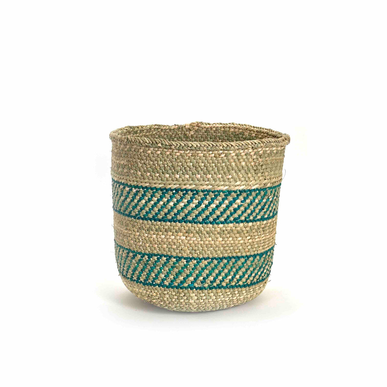 African Iringa woven basket with Turquoise Stripe by Mbare Ltd - product image 4 for Resin Society