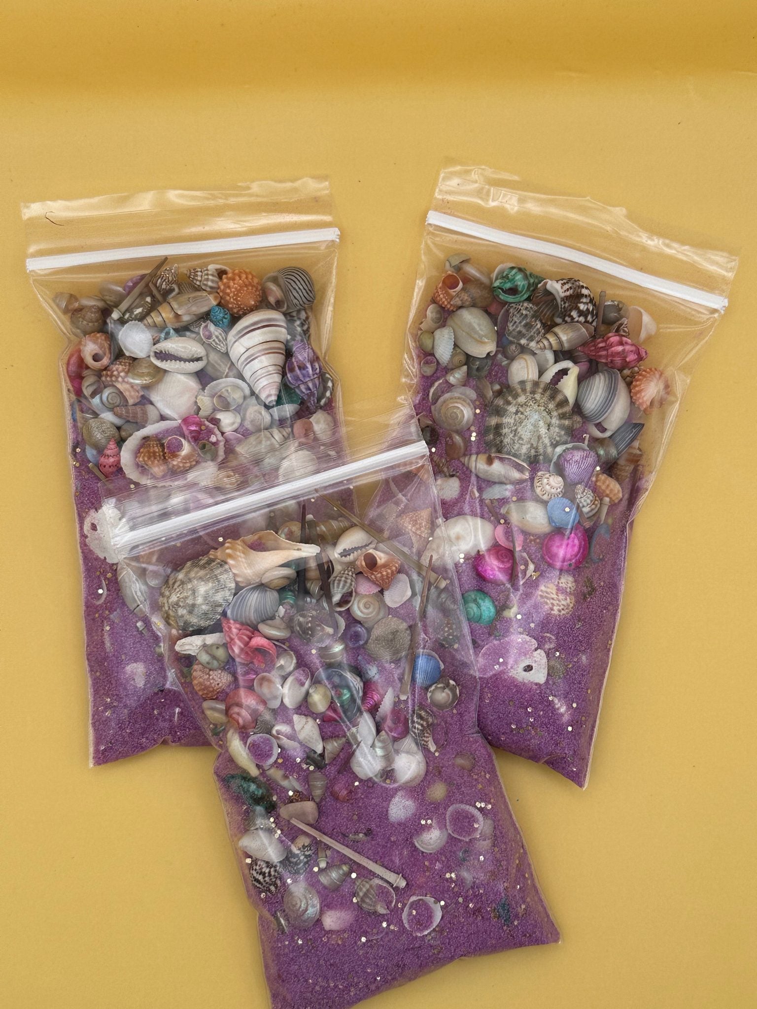 5 oz bag of Sand & Shell Mixture with colorful sand and coastal shells